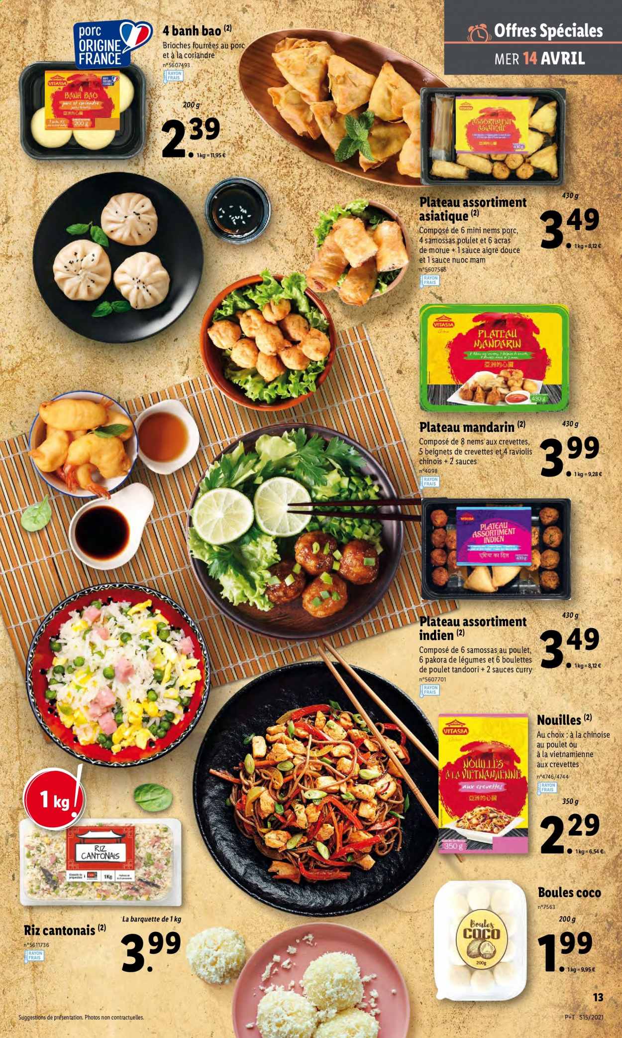 thumbnail - Catalogue Lidl - 14/04/2021 - 20/04/2021 - Produits soldés - brioche, morue, nouilles, ravioli, riz cantonais, nems, riz, curry. Page 15.