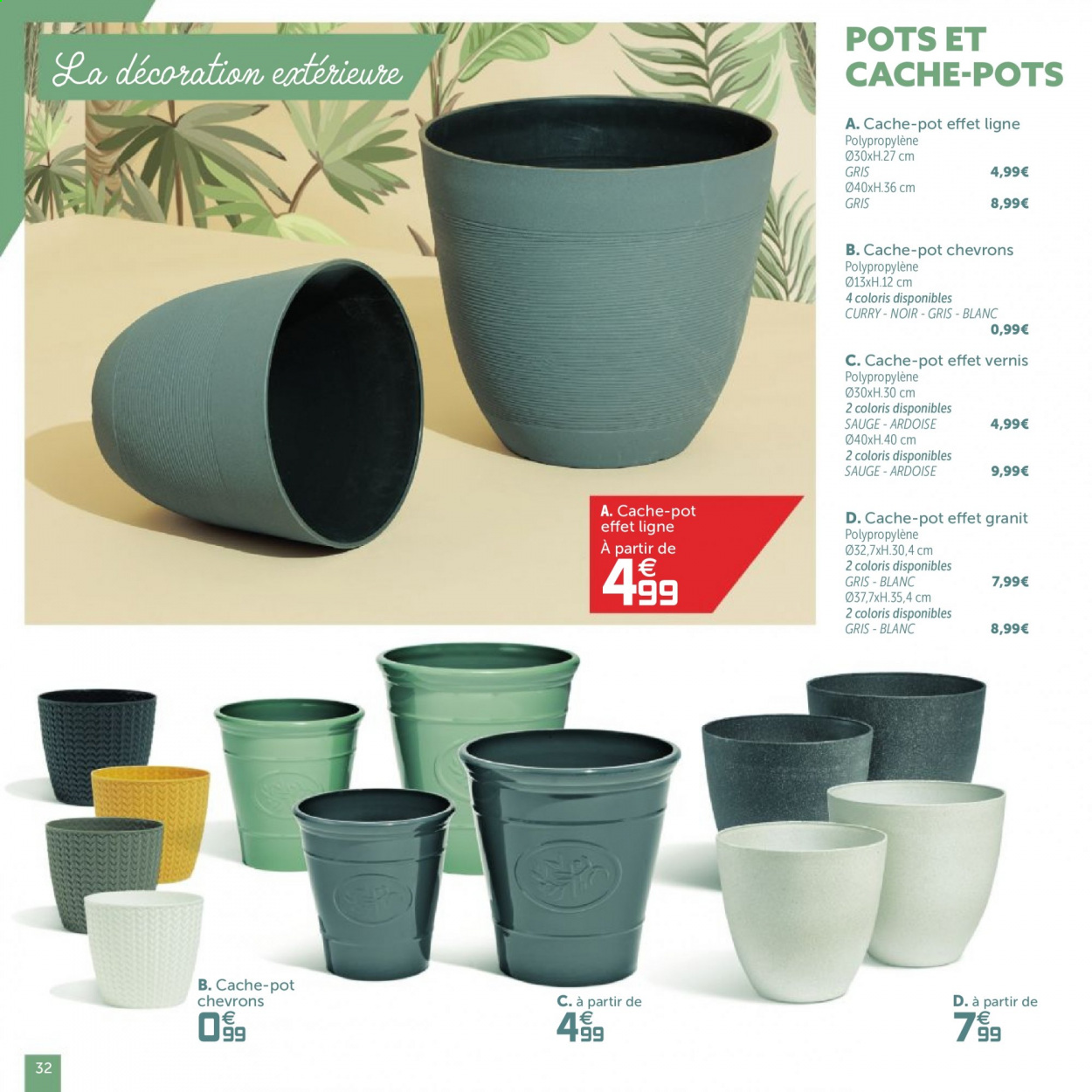 thumbnail - Catalogue GiFi - 06/04/2021 - 19/04/2021 - Produits soldés - pot de fleurs, décoration extérieure. Page 32.