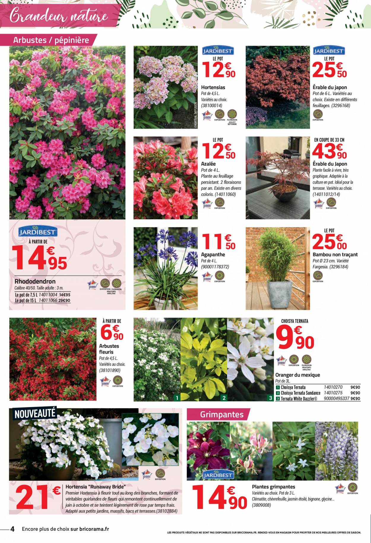 thumbnail - Catalogue Bricorama - 07/04/2021 - 25/04/2021 - Produits soldés - guirlande, azalée, hortensia, rhododendron, bambou. Page 4.