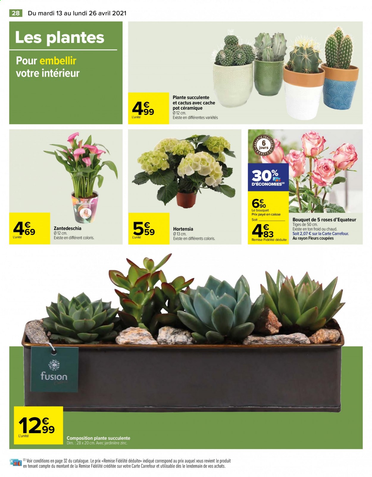 thumbnail - Catalogue Carrefour Hypermarchés - 13/04/2021 - 26/04/2021 - Produits soldés - cactus, fleur, succulente, hortensia, jardinière. Page 30.