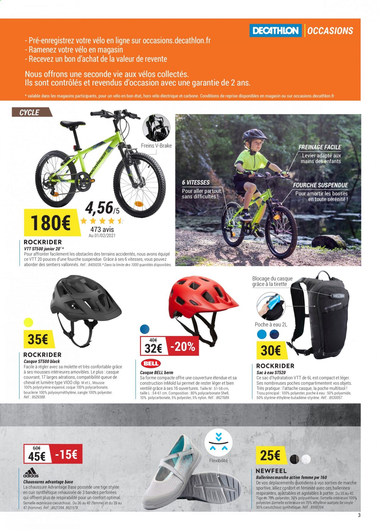 thumbnail - Catalogue Decathlon - 31/03/2021 - 09/05/2021 - Produits soldés - ballerines, chaussure, VTT Rockrider, vélo, vélo électrique. Page 3.