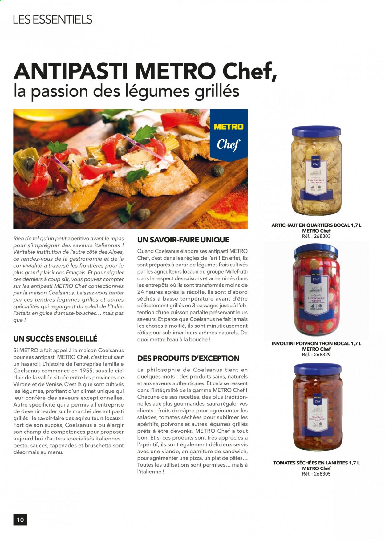 thumbnail - Catalogue Metro - Produits soldés - artichaut, bruschetta, sandwich, antipasti, tomates séchées, bocal. Page 10.