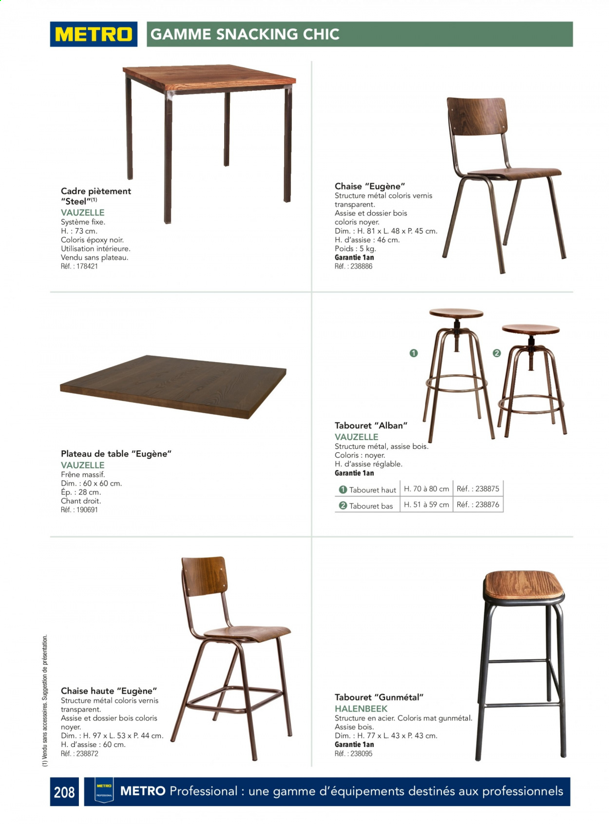 thumbnail - Catalogue Metro - Produits soldés - chaise, tabouret, chaise de bar. Page 208.
