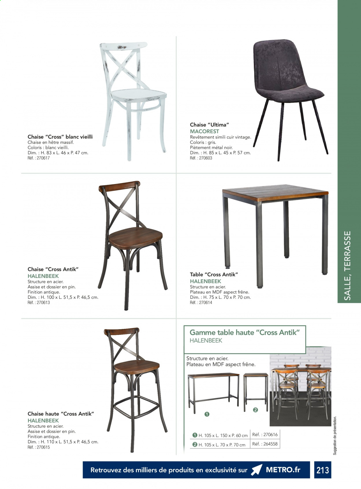 thumbnail - Catalogue Metro - Produits soldés - table, chaise, chaise de bar. Page 213.
