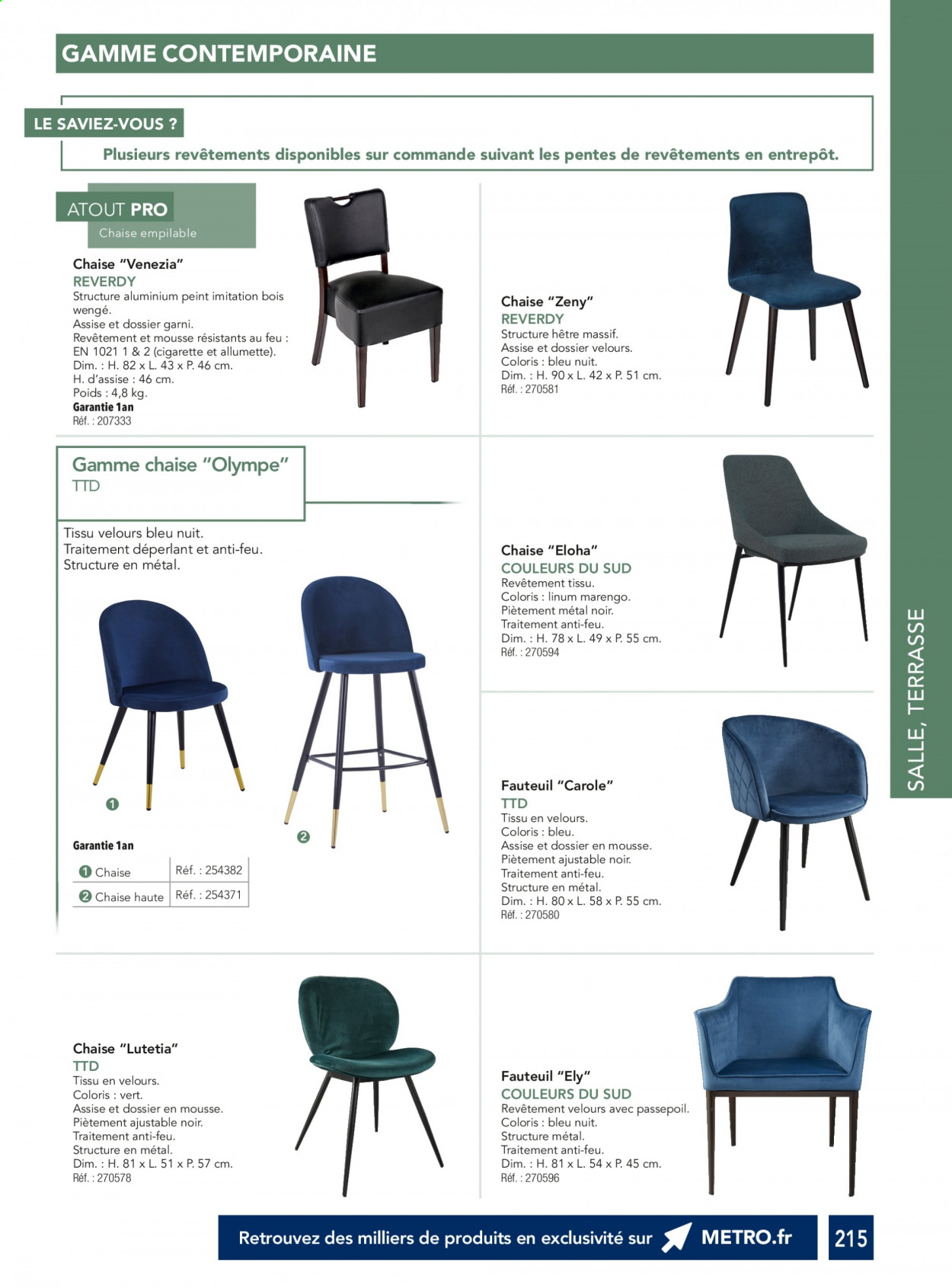 thumbnail - Catalogue Metro - Produits soldés - chaise de bar, fauteuil. Page 215.