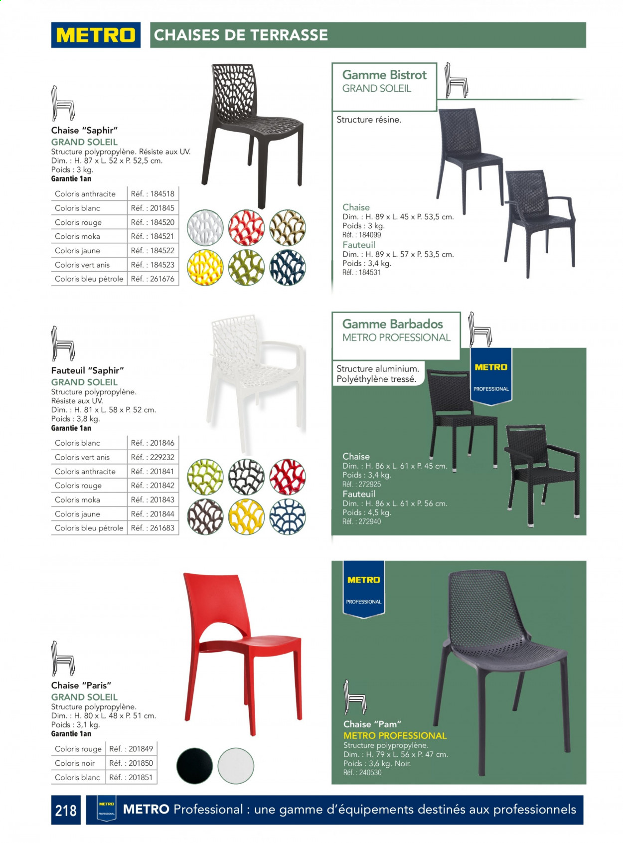thumbnail - Catalogue Metro - Produits soldés - chaise, fauteuil. Page 218.