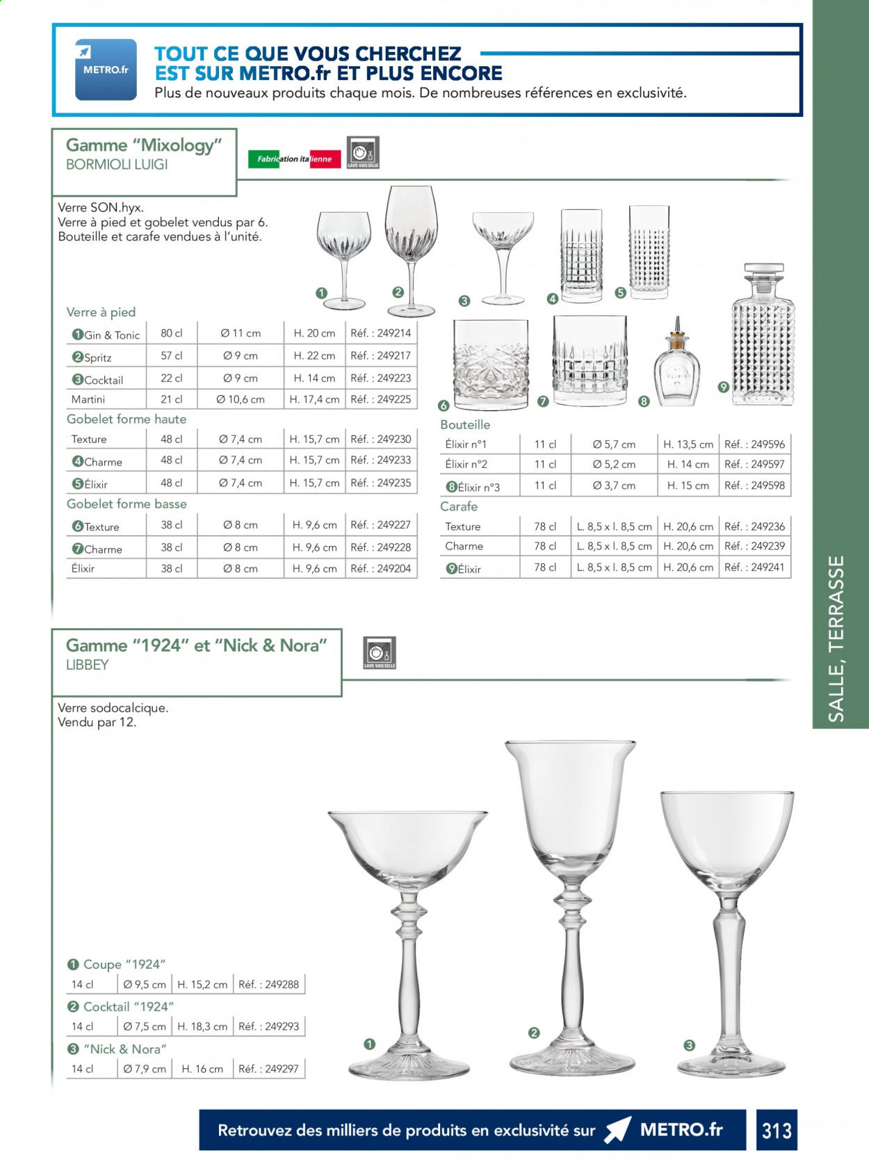thumbnail - Catalogue Metro - Produits soldés - tonic, gin, Martini, Spritz, carafe, verre. Page 313.