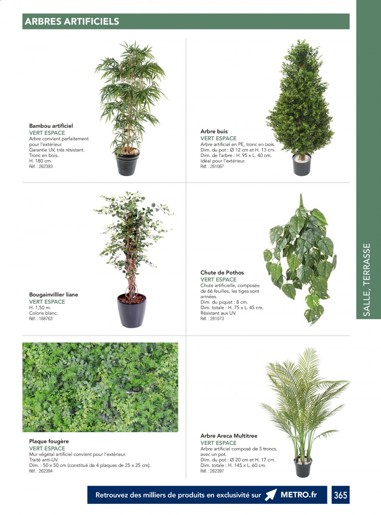 thumbnail - Catalogue Metro - Produits soldés - arbre artificiel, bambou, bougainvillier. Page 365.