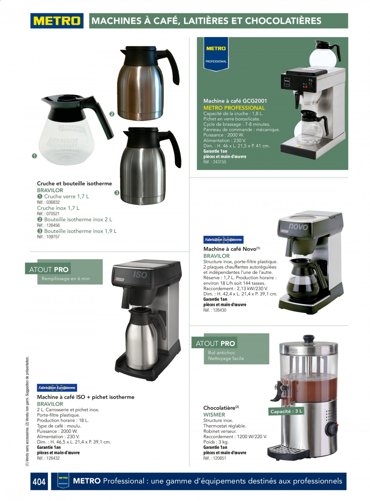 thumbnail - Catalogue Metro - Produits soldés - verre, bouteille isotherme, machine à café. Page 404.