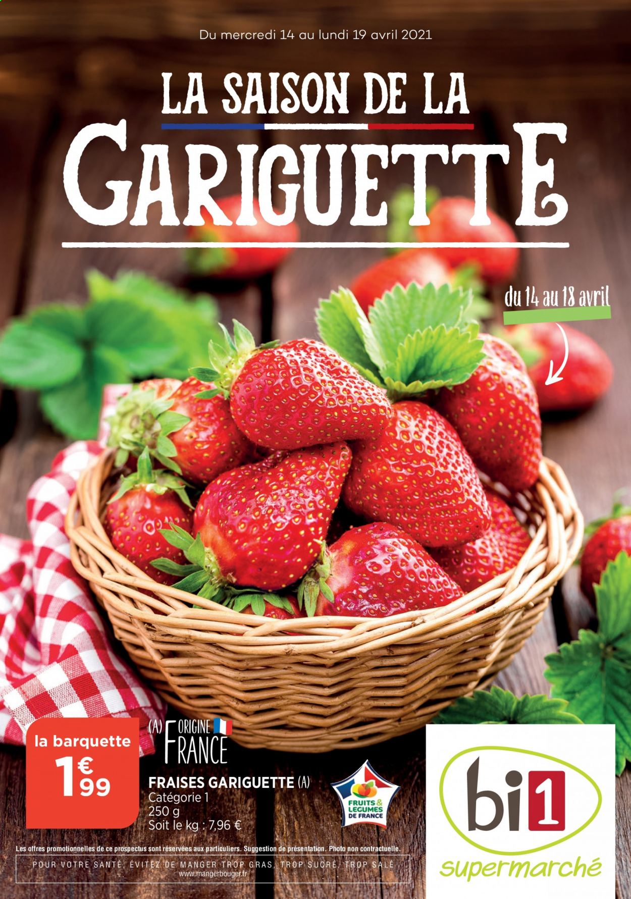 thumbnail - Catalogue Bi1 - 14/04/2021 - 19/04/2021 - Produits soldés - fraises. Page 1.
