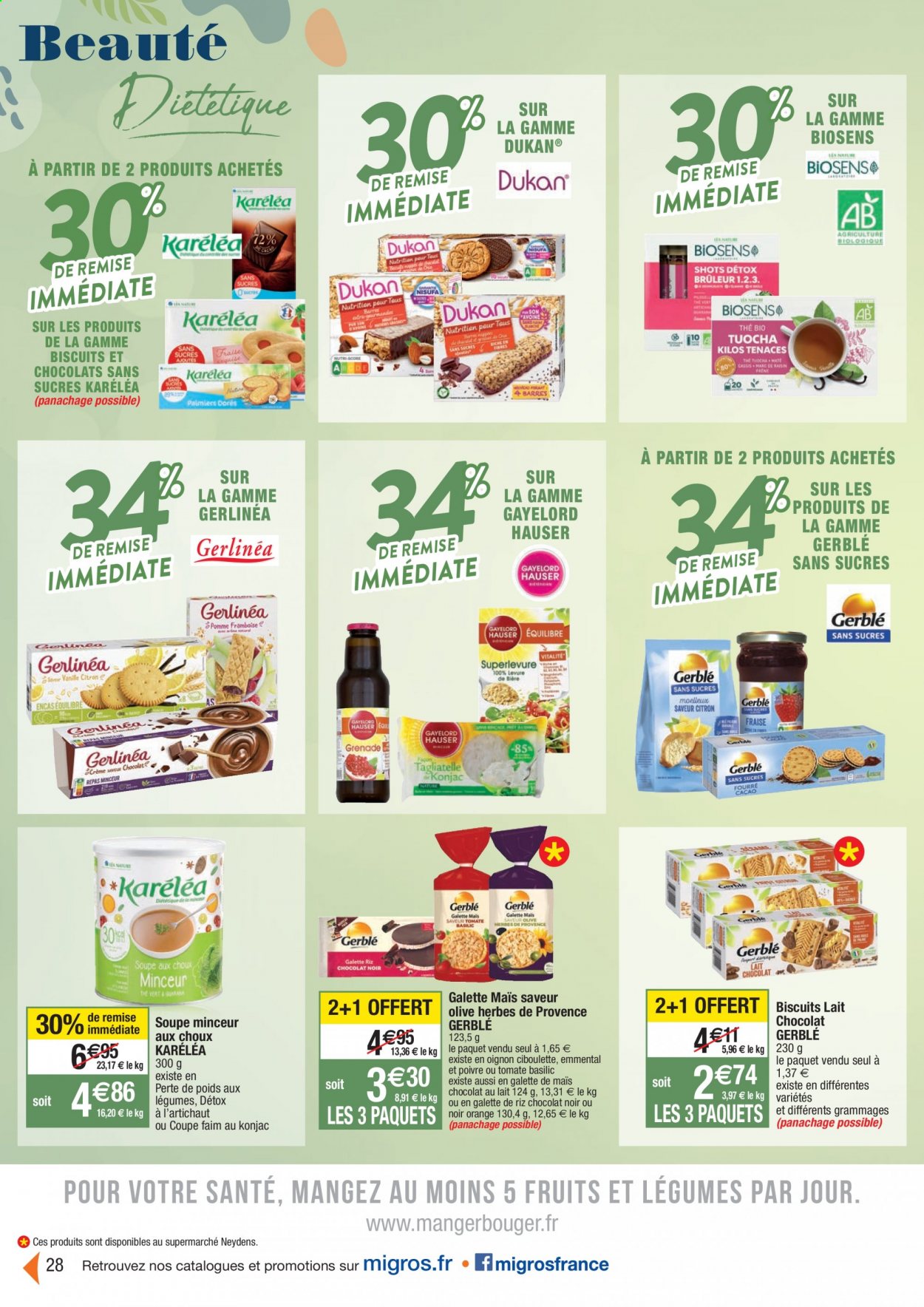 thumbnail - Catalogue Migros France - 13/04/2021 - 25/04/2021 - Produits soldés - artichaut, ciboulette, galettes, soupe, emmental, fromage. Page 28.