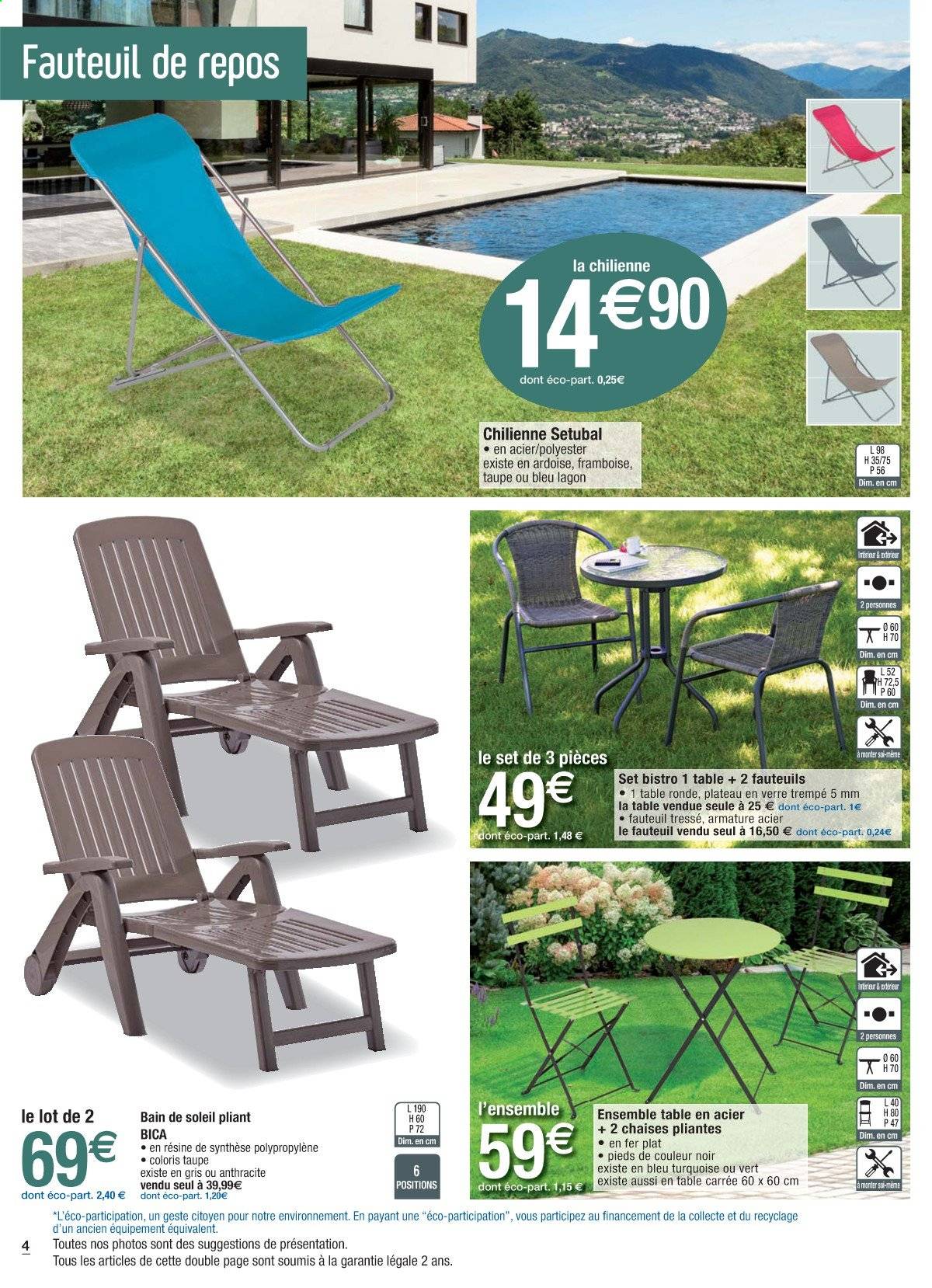 thumbnail - Catalogue Cora - 06/04/2021 - 24/04/2021 - Produits soldés - table, chaise, table ronde, bain de soleil. Page 4.