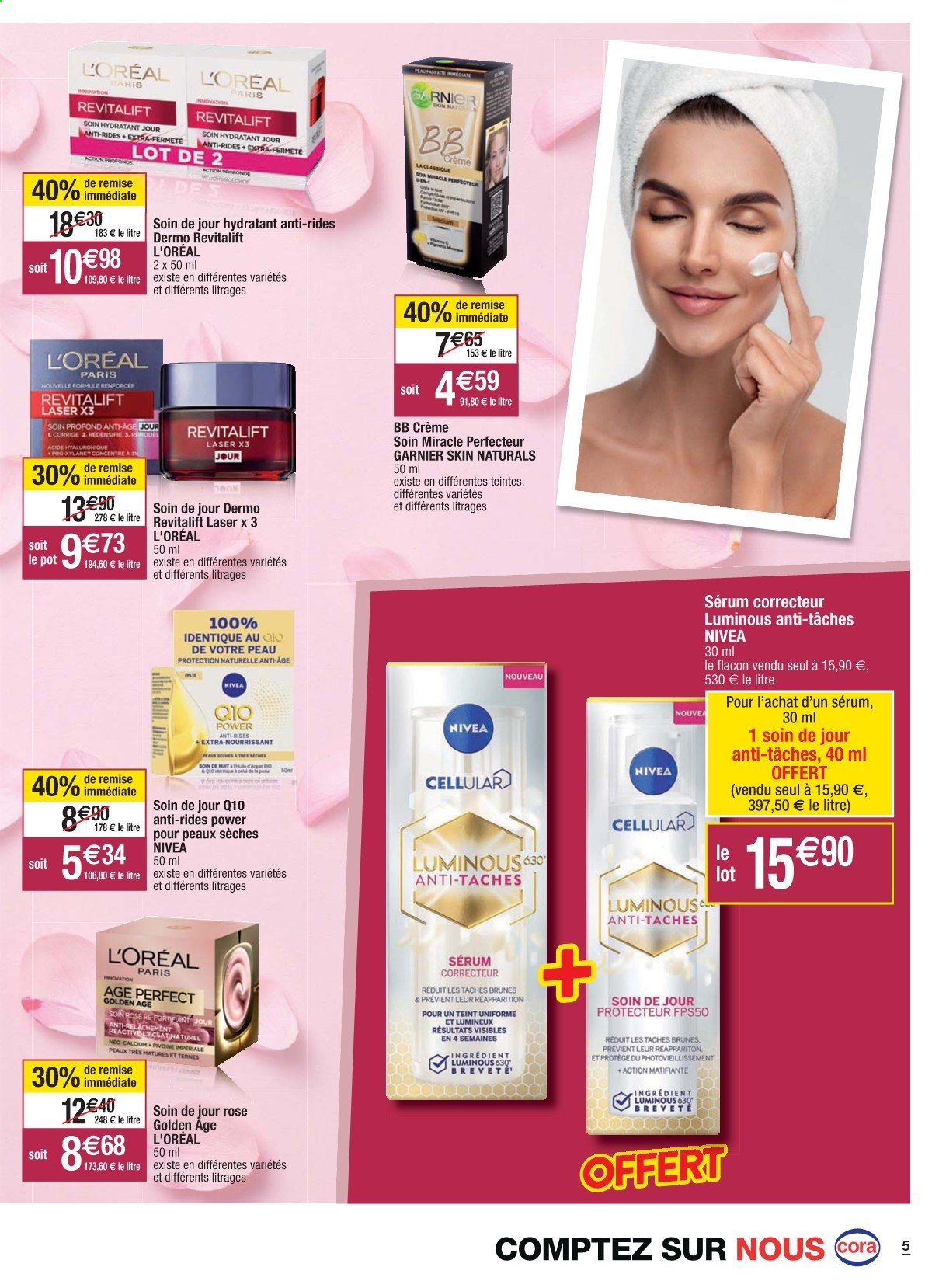thumbnail - Catalogue Cora - 13/04/2021 - 24/04/2021 - Produits soldés - correcteur, Garnier, Nivea, L'Oréal, vis. Page 5.