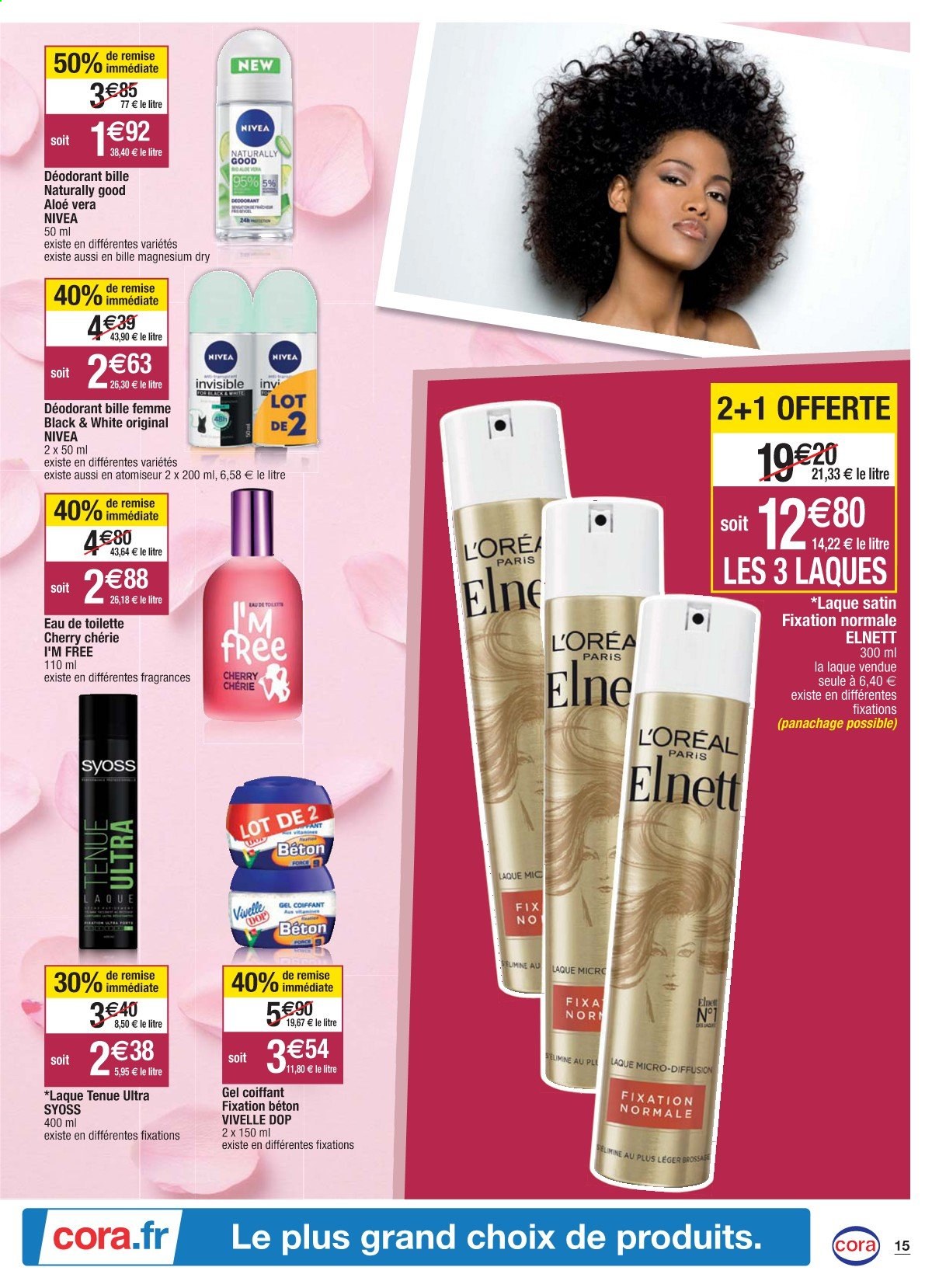 thumbnail - Catalogue Cora - 13/04/2021 - 24/04/2021 - Produits soldés - Nivea, L'Oréal, Syoss, déodorant, desodorisant, eau de toilette, Magne B6. Page 15.