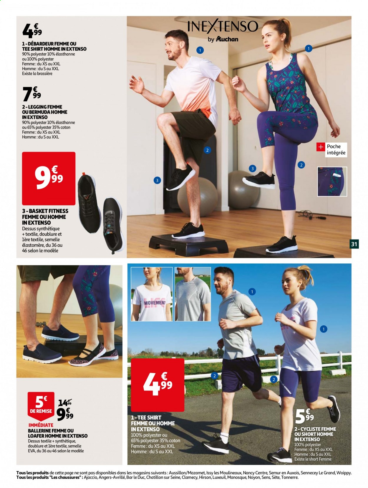 thumbnail - Catalogue Auchan - 14/04/2021 - 20/04/2021 - Produits soldés - basket, shorts, débardeur, t-shirt, brassière, leggings. Page 32.