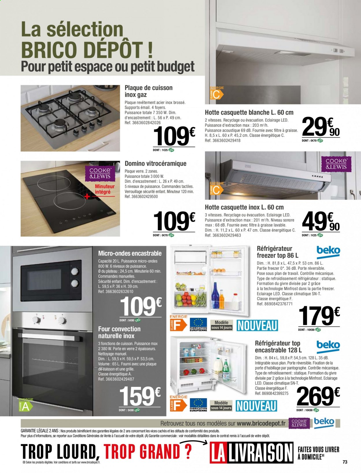 thumbnail - Catalogue Brico Dépôt - 26/03/2021 - 30/04/2021 - Produits soldés - plan de travail, plaque de cuisson, verre. Page 73.