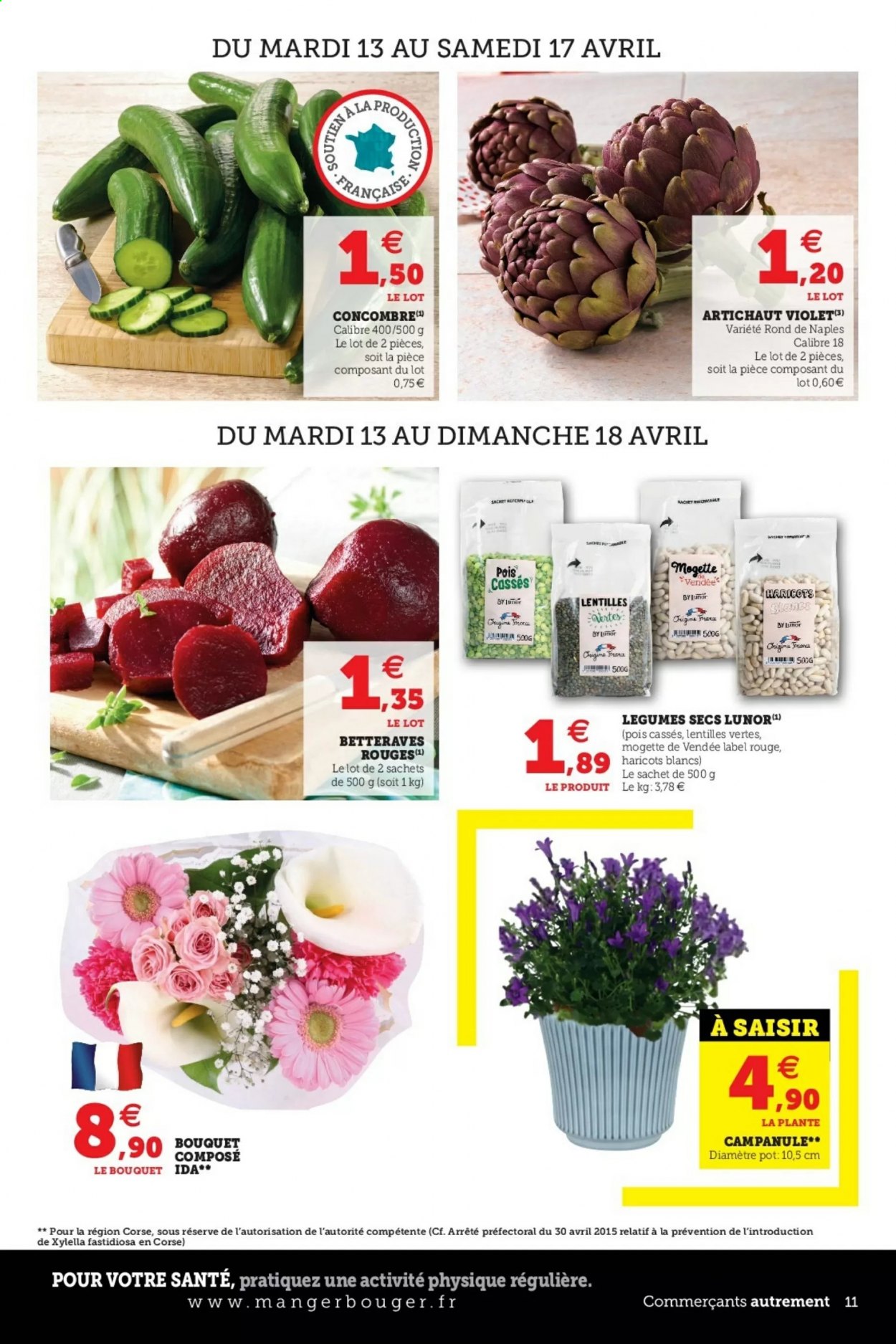thumbnail - Catalogue Magasins U - 13/04/2021 - 18/04/2021 - Produits soldés - artichaut, betterave, concombre, lentilles, haricots, mogette. Page 11.
