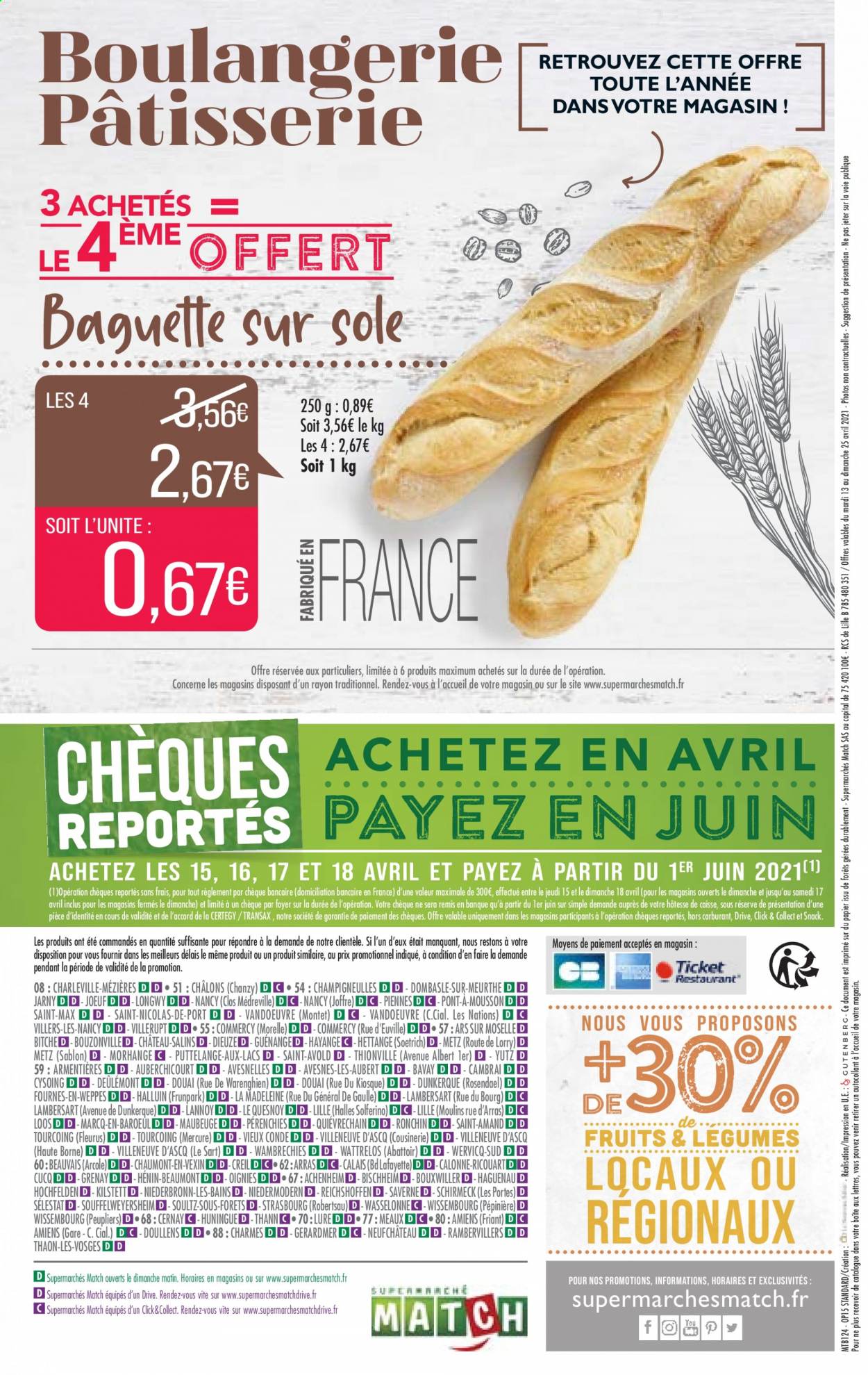 thumbnail - Catalogue Supermarché Match - 13/04/2021 - 25/04/2021 - Produits soldés - baguette. Page 36.