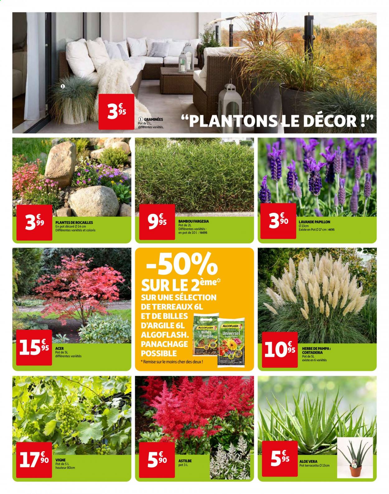 thumbnail - Catalogue Auchan - 21/04/2021 - 02/05/2021 - Produits soldés - terreau, bambou, Algoflash, lavande, billes d'argile. Page 3.