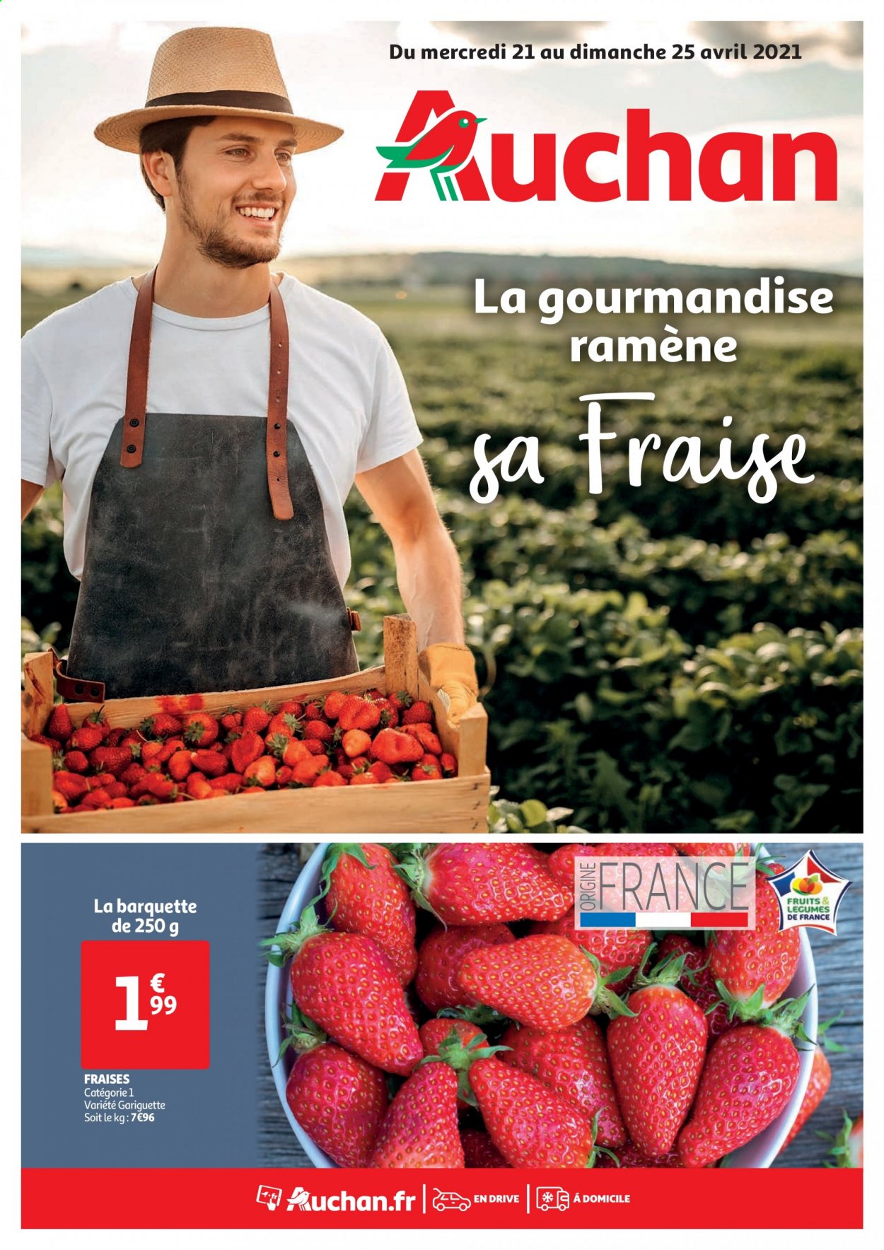 thumbnail - Catalogue Auchan - 21/04/2021 - 25/04/2021 - Produits soldés - fraises. Page 1.