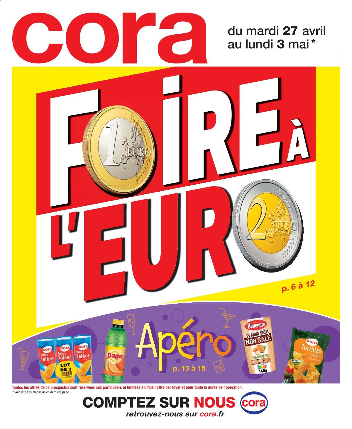 thumbnail - Catalogue Cora - 27/04/2021 - 03/05/2021 - Produits soldés - tortilla, amandes, tuiles. Page 1.