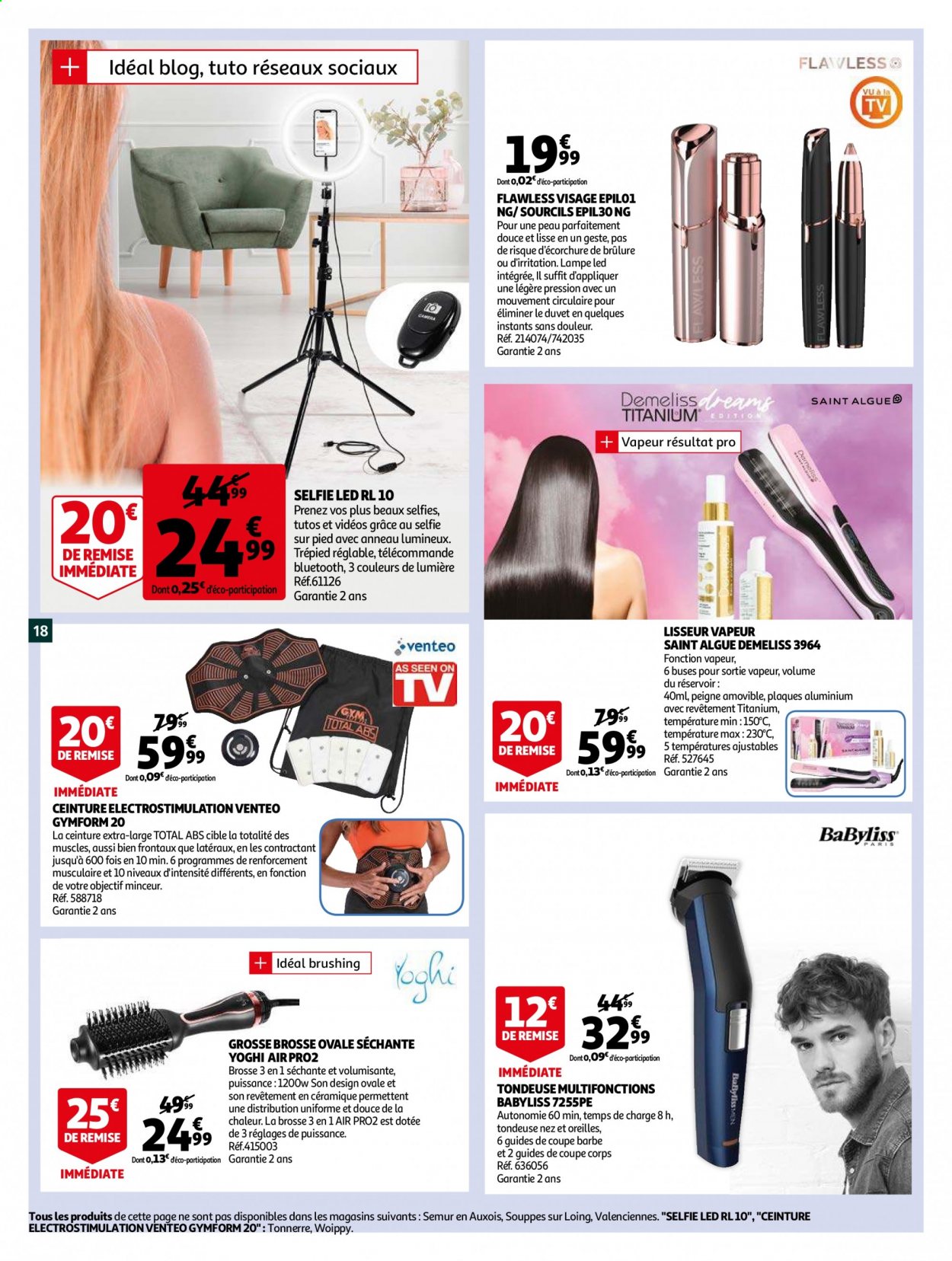 thumbnail - Catalogue Auchan - 28/04/2021 - 11/05/2021 - Produits soldés - Babyliss, brosse, téléviseur, fer à cheveux, ceinture, tondeuse, lampe. Page 18.