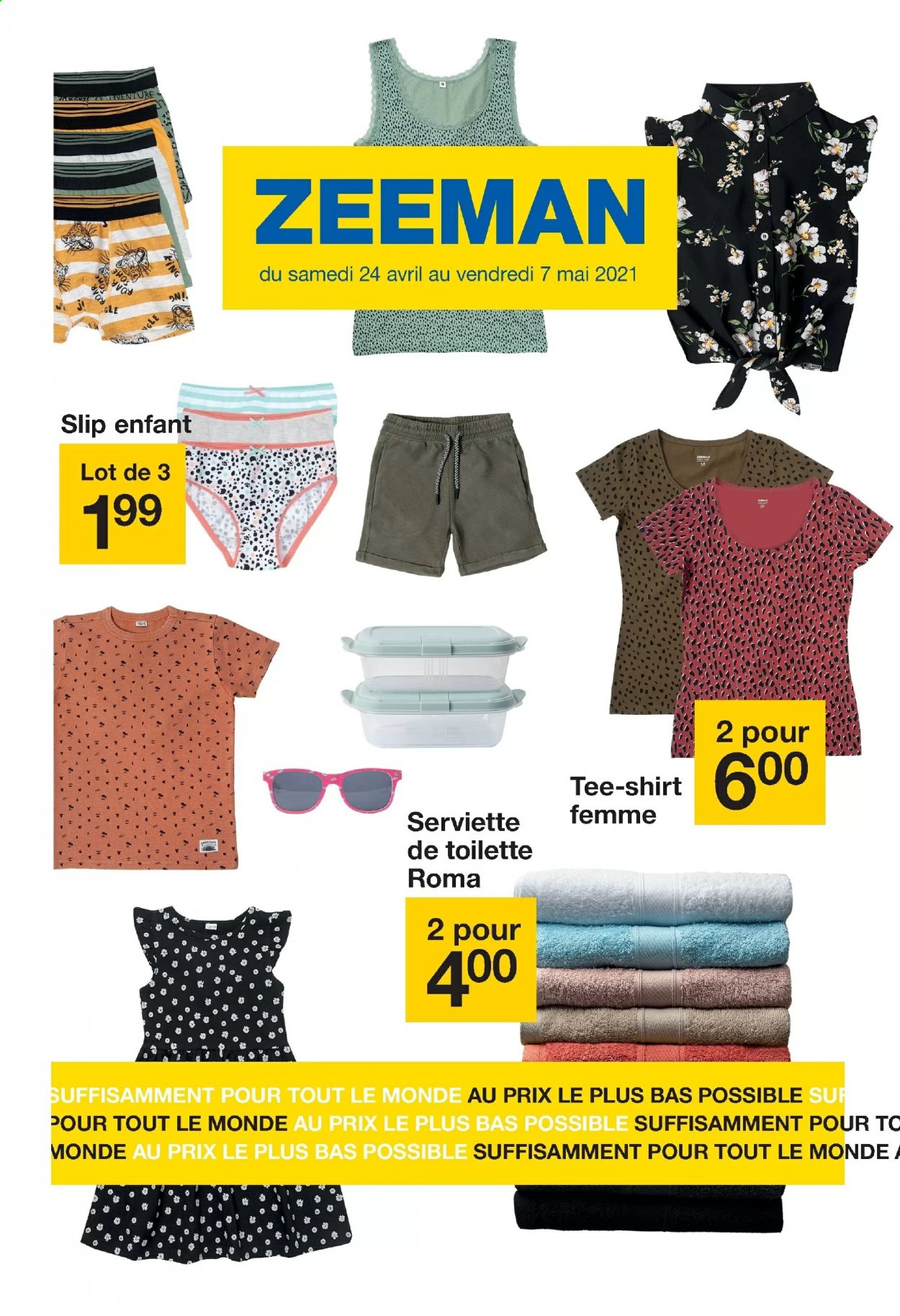 thumbnail - Catalogue Zeeman - 24/04/2021 - 07/05/2021 - Produits soldés - serviette, serviette de toilette, t-shirt, slip. Page 1.