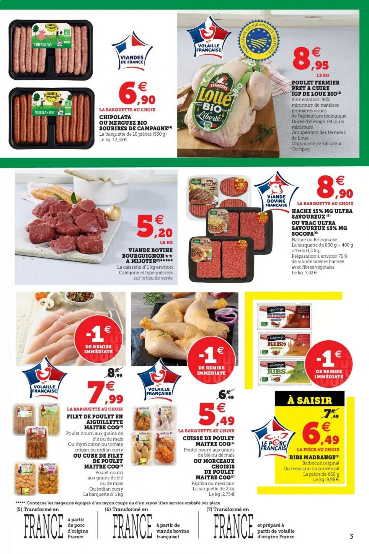 thumbnail - Catalogue U express - 27/04/2021 - 08/05/2021 - Produits soldés - Maître CoQ, filet de poulet, viande de poulet, cuisse de poulet, merguez, chipolata. Page 3.