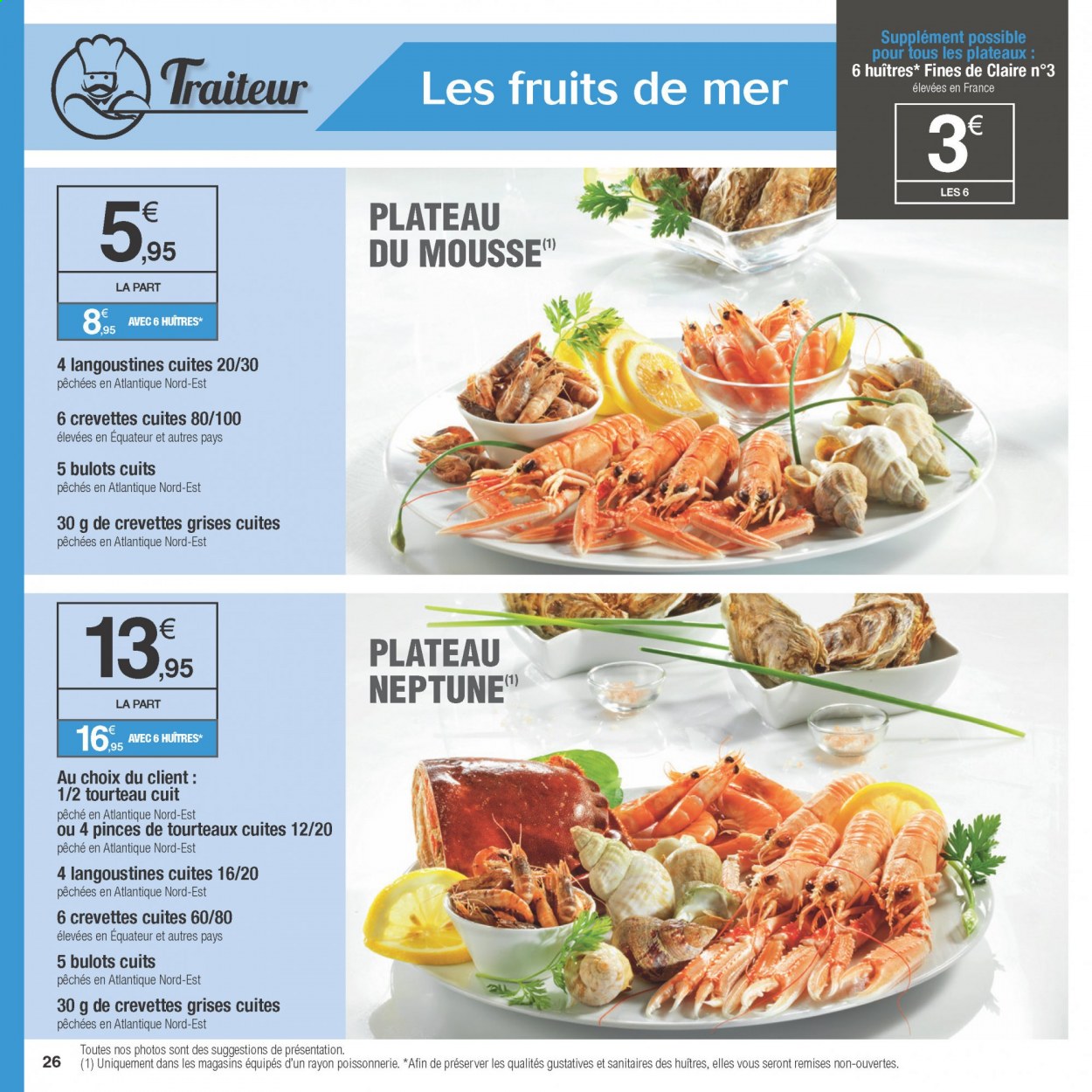 thumbnail - Catalogue E.Leclerc - Produits soldés - bulot, crevettes, huître, tourteau. Page 26.