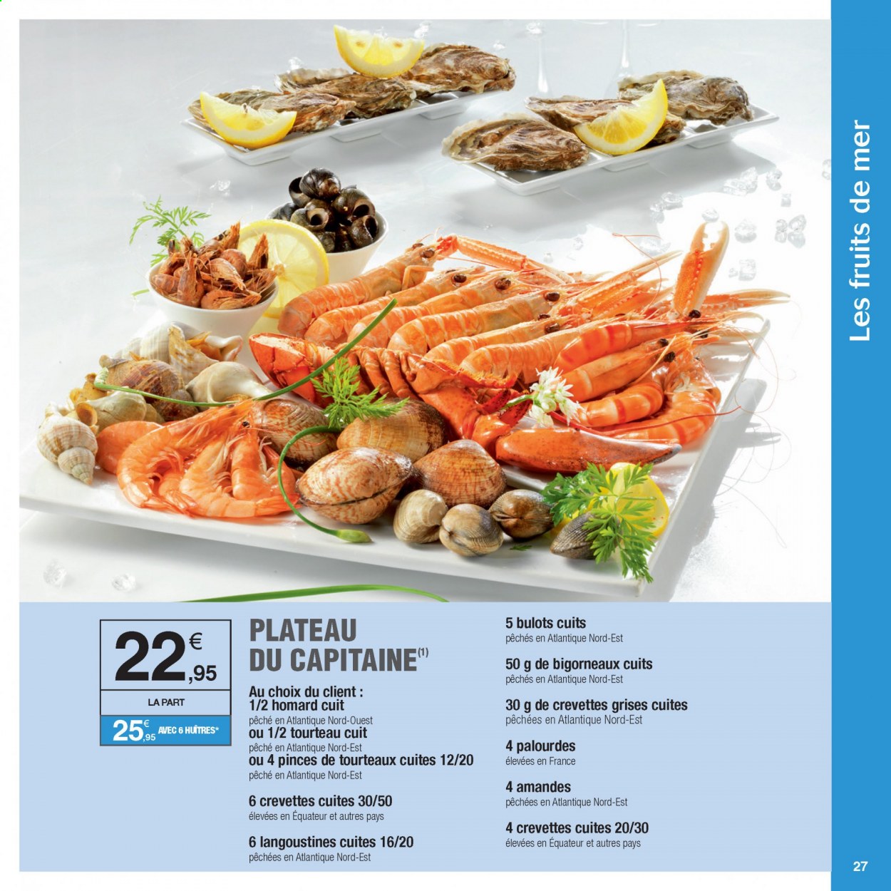 thumbnail - Catalogue E.Leclerc - Produits soldés - bulot, crevettes, homard, huître, tourteau. Page 27.