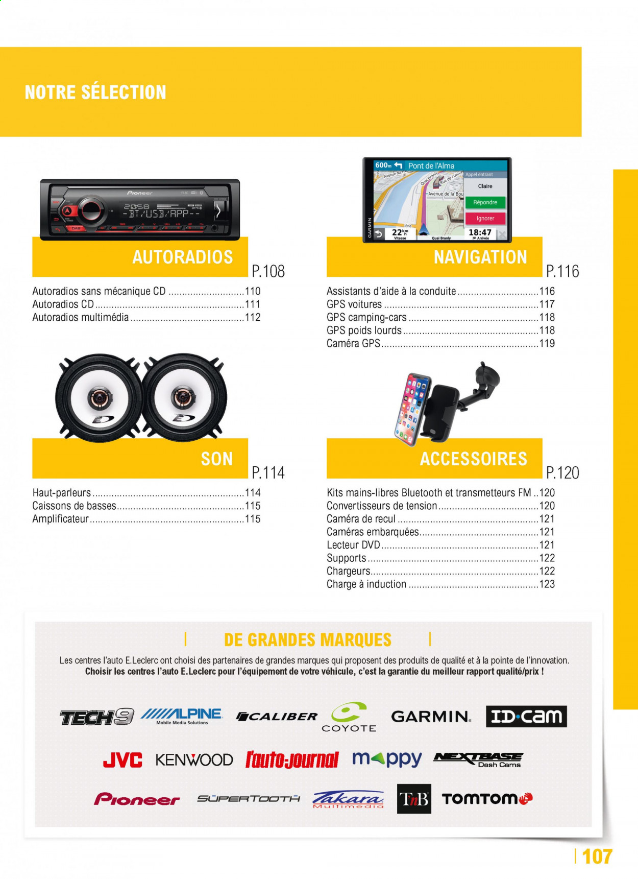 thumbnail - Catalogue E.Leclerc - Produits soldés - Cars, DVD, caméra, TomTom, Pioneer, lecteur dvd, caisson. Page 107.
