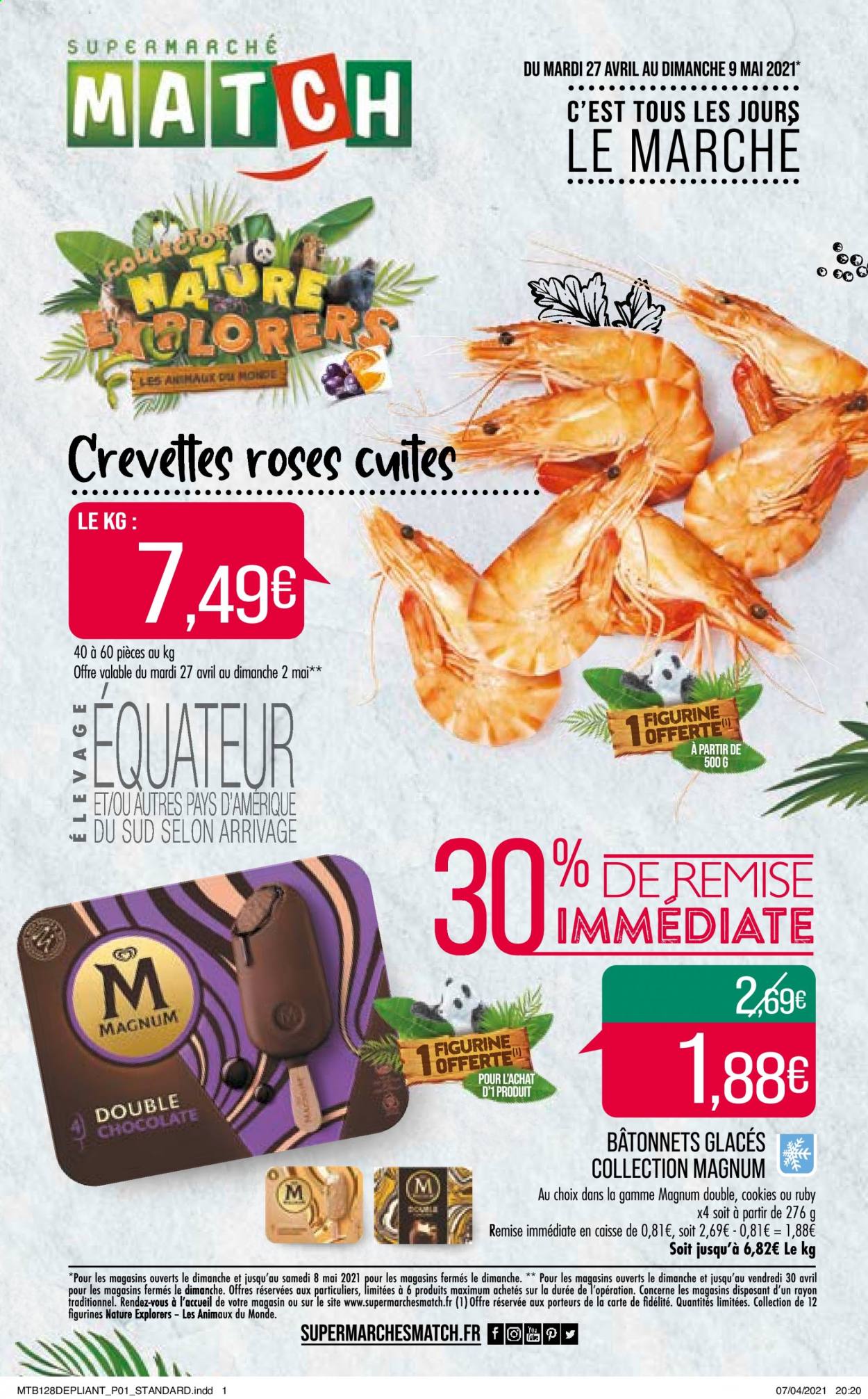thumbnail - Catalogue Supermarché Match - 27/04/2021 - 09/05/2021 - Produits soldés - Magnum, cookies. Page 1.