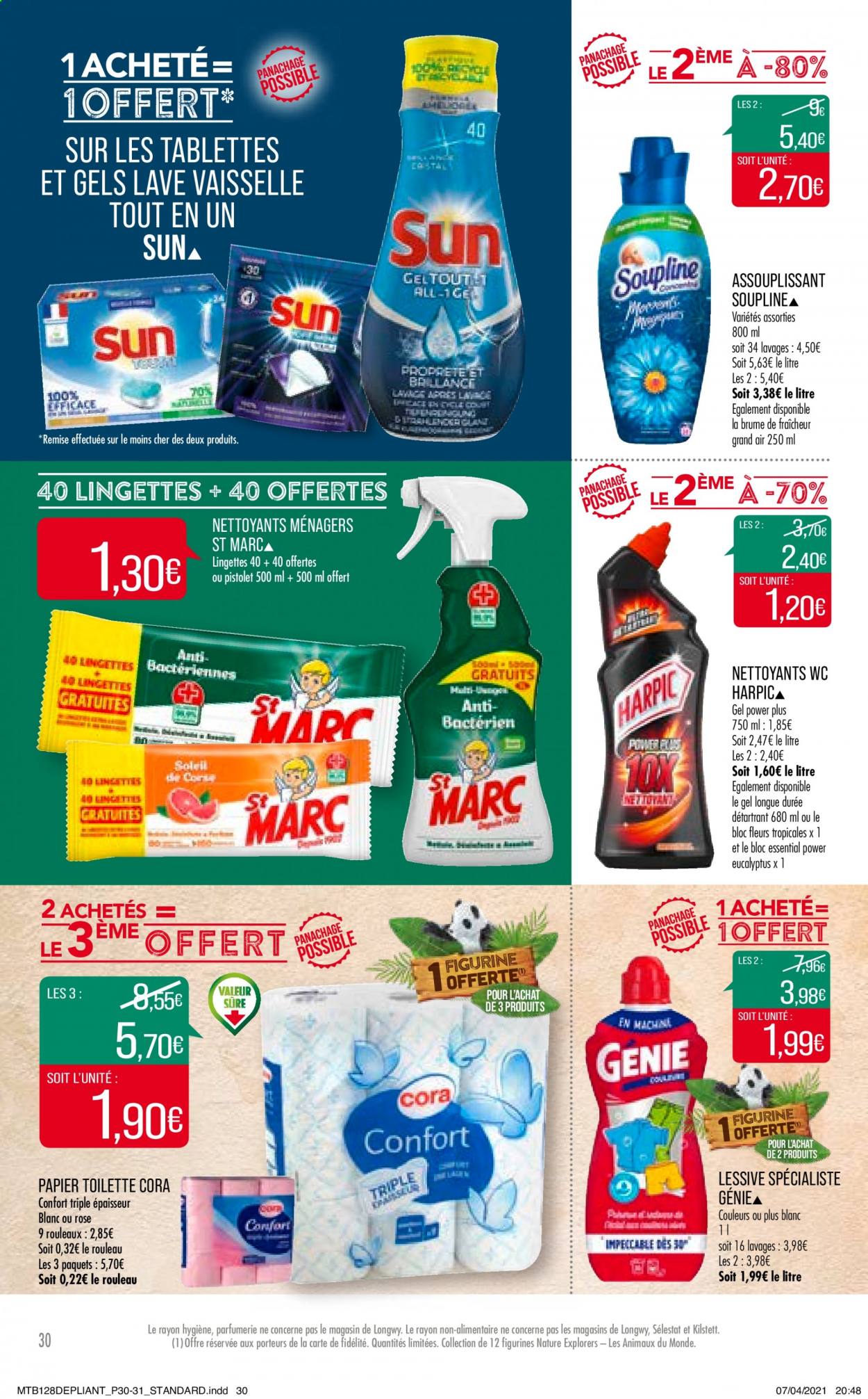 thumbnail - Catalogue Supermarché Match - 27/04/2021 - 09/05/2021 - Produits soldés - lingettes, papier toilette, assouplissant, lessive, Soupline. Page 30.