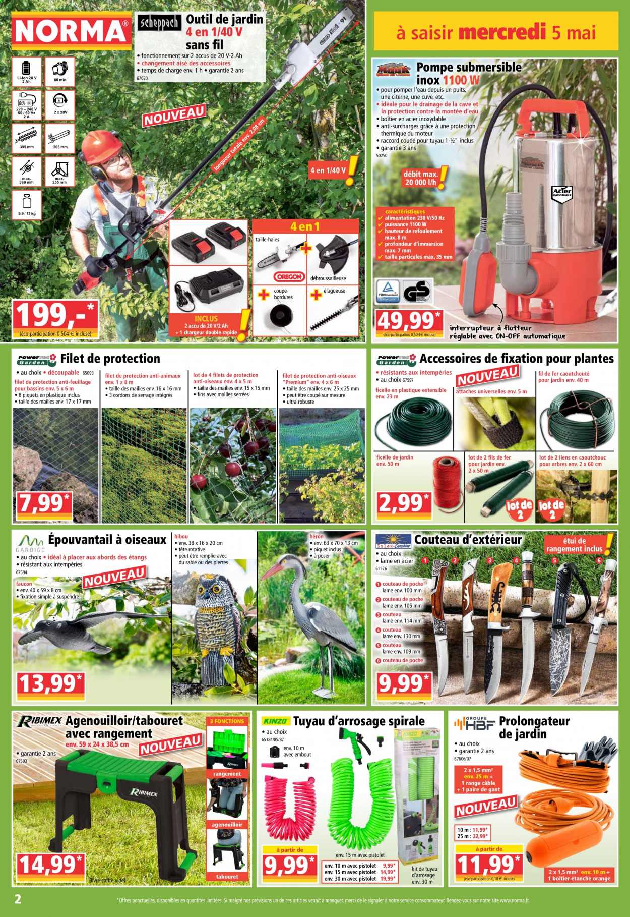 thumbnail - Catalogue Norma - 05/05/2021 - 11/05/2021 - Produits soldés - livre, tabouret, coffre, interrupteur, prolongateur, débroussailleuse. Page 2.