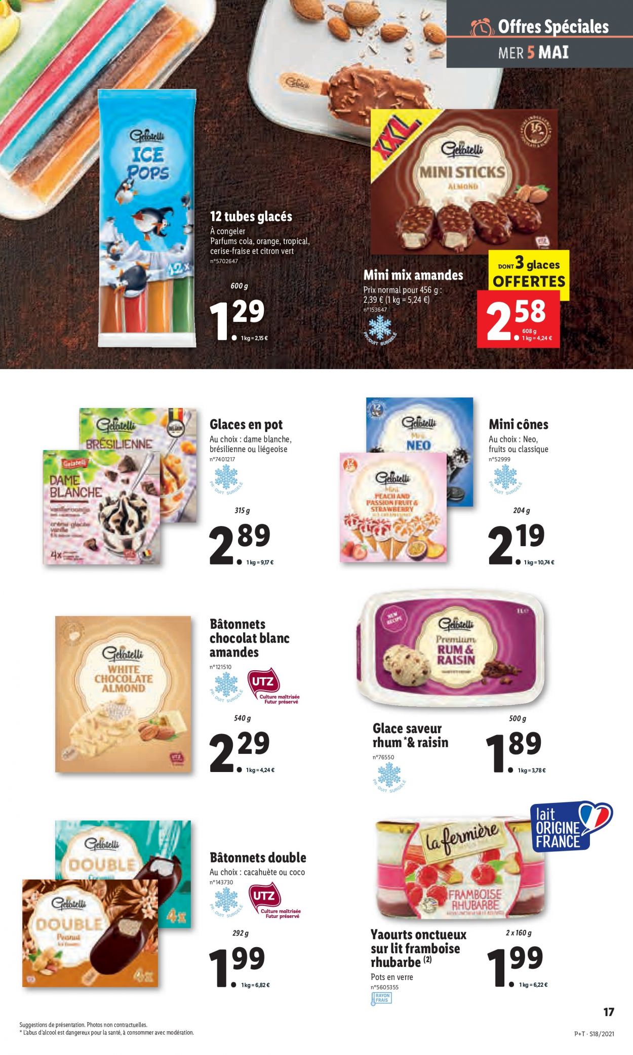 thumbnail - Catalogue Lidl - 05/05/2021 - 11/05/2021 - Produits soldés - rhubarbe, yaourt, lait, Coca-Cola, rhum, cônes. Page 19.