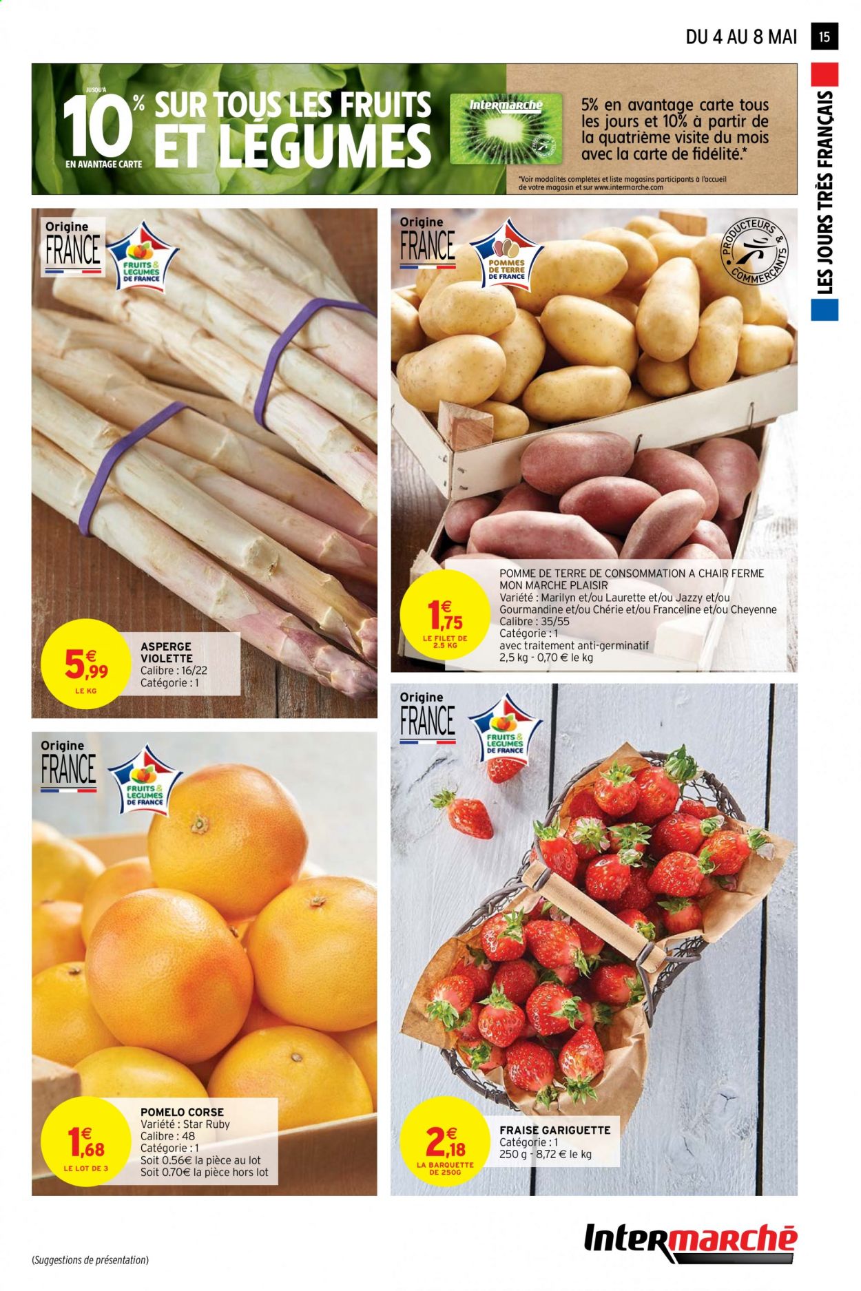 thumbnail - Catalogue Intermarché Hyper - 04/05/2021 - 16/05/2021 - Produits soldés - pomelo, asperge, pommes de terre. Page 15.