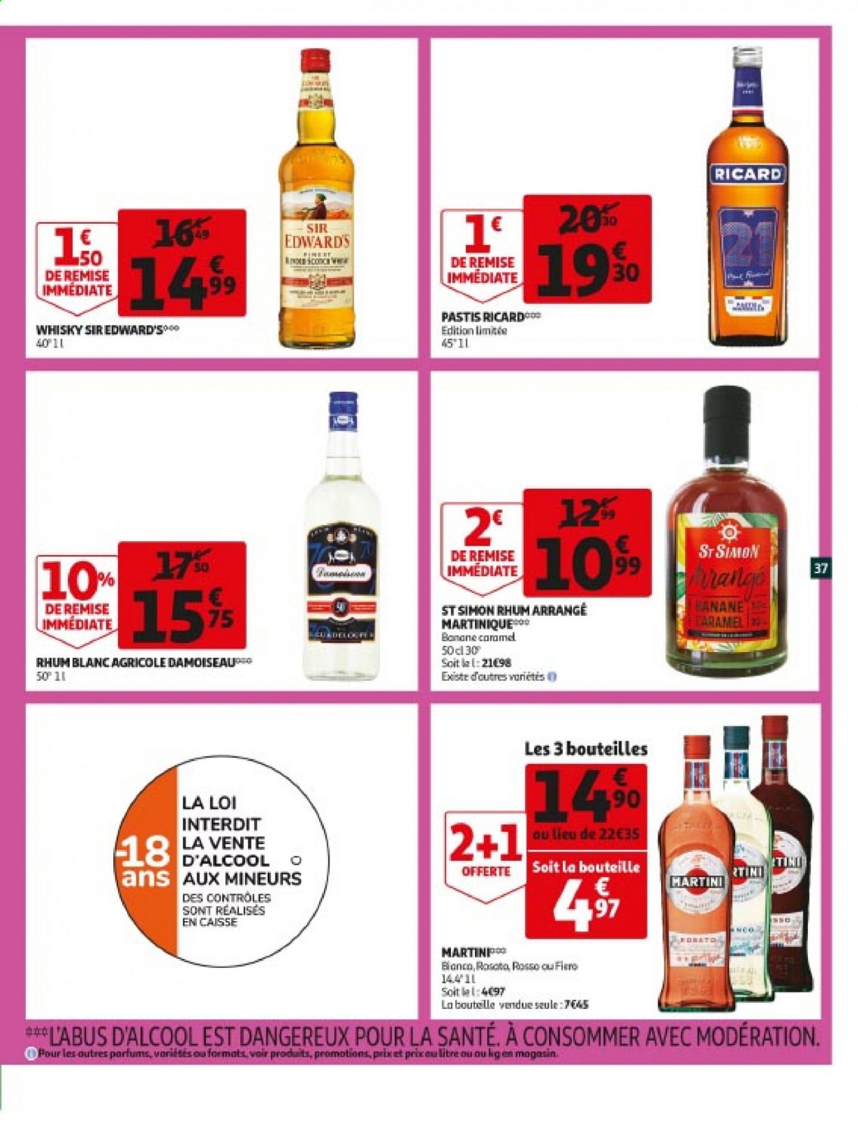 thumbnail - Catalogue Auchan - 05/05/2021 - 11/05/2021 - Produits soldés - bananes, whisky, rhum, pastis. Page 37.