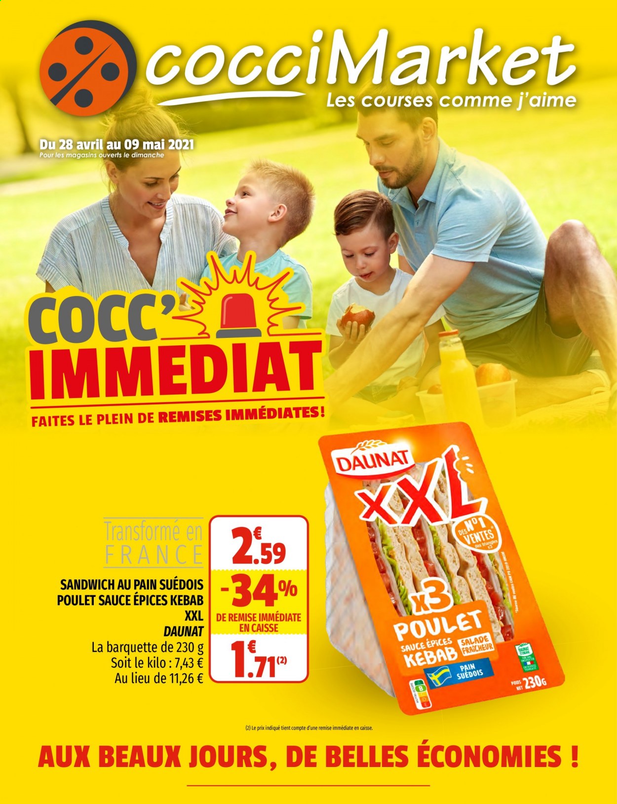 thumbnail - Catalogue CocciMarket - 28/04/2021 - 09/05/2021 - Produits soldés - salade, poulet, sandwich. Page 1.