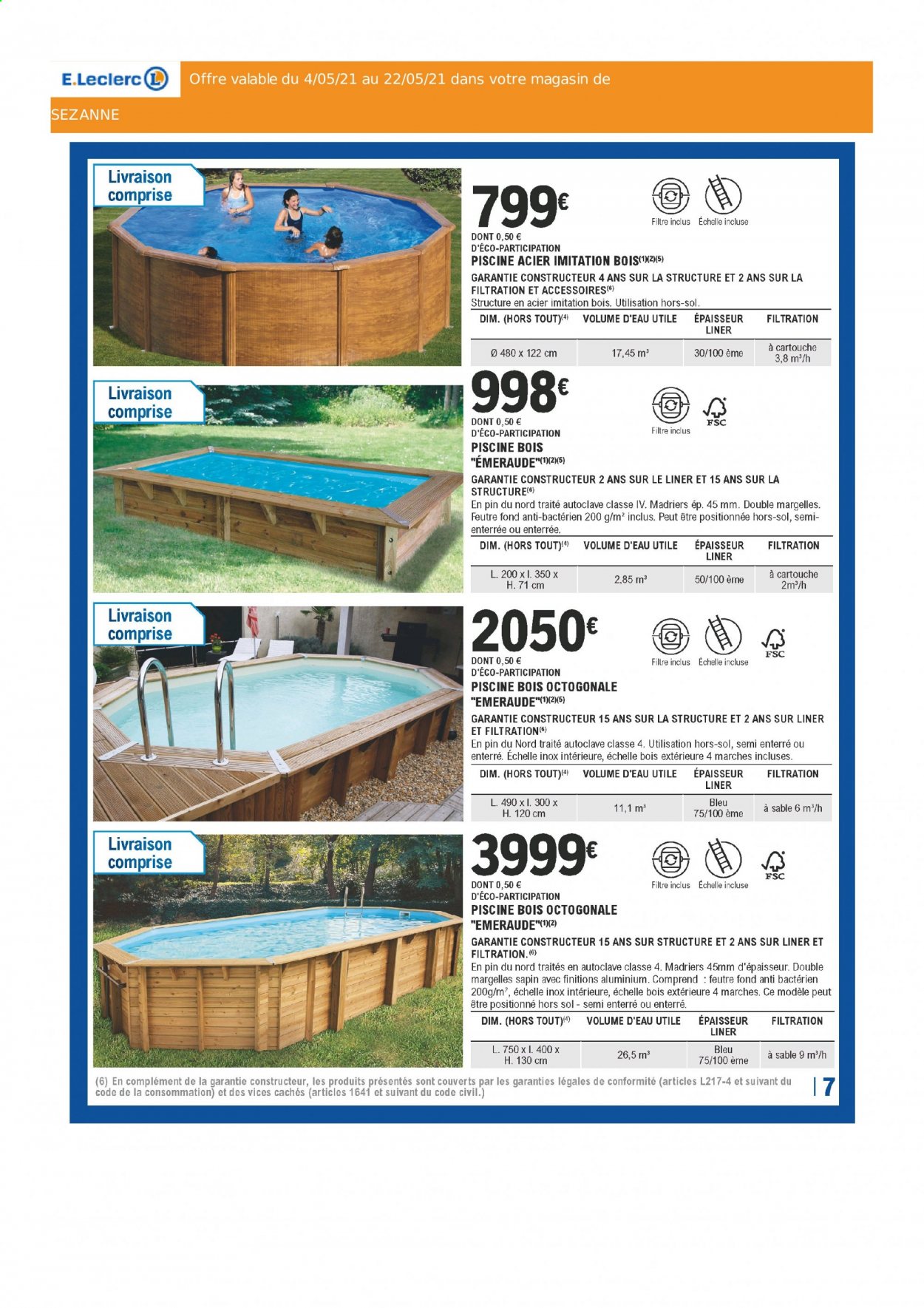 thumbnail - Catalogue E.Leclerc - 04/05/2021 - 22/05/2021 - Produits soldés - feutre, piscine. Page 7.