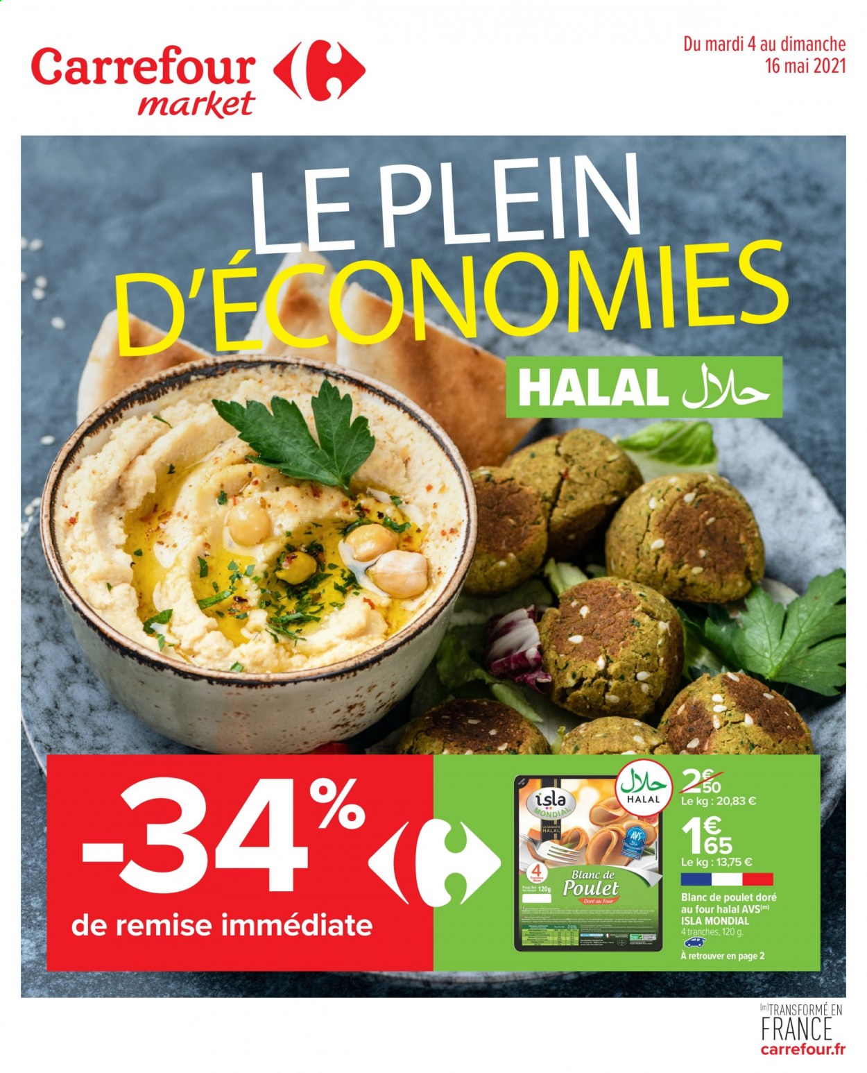 thumbnail - Catalogue Carrefour Market - 04/05/2021 - 16/05/2021 - Produits soldés - blanc de poulet. Page 1.