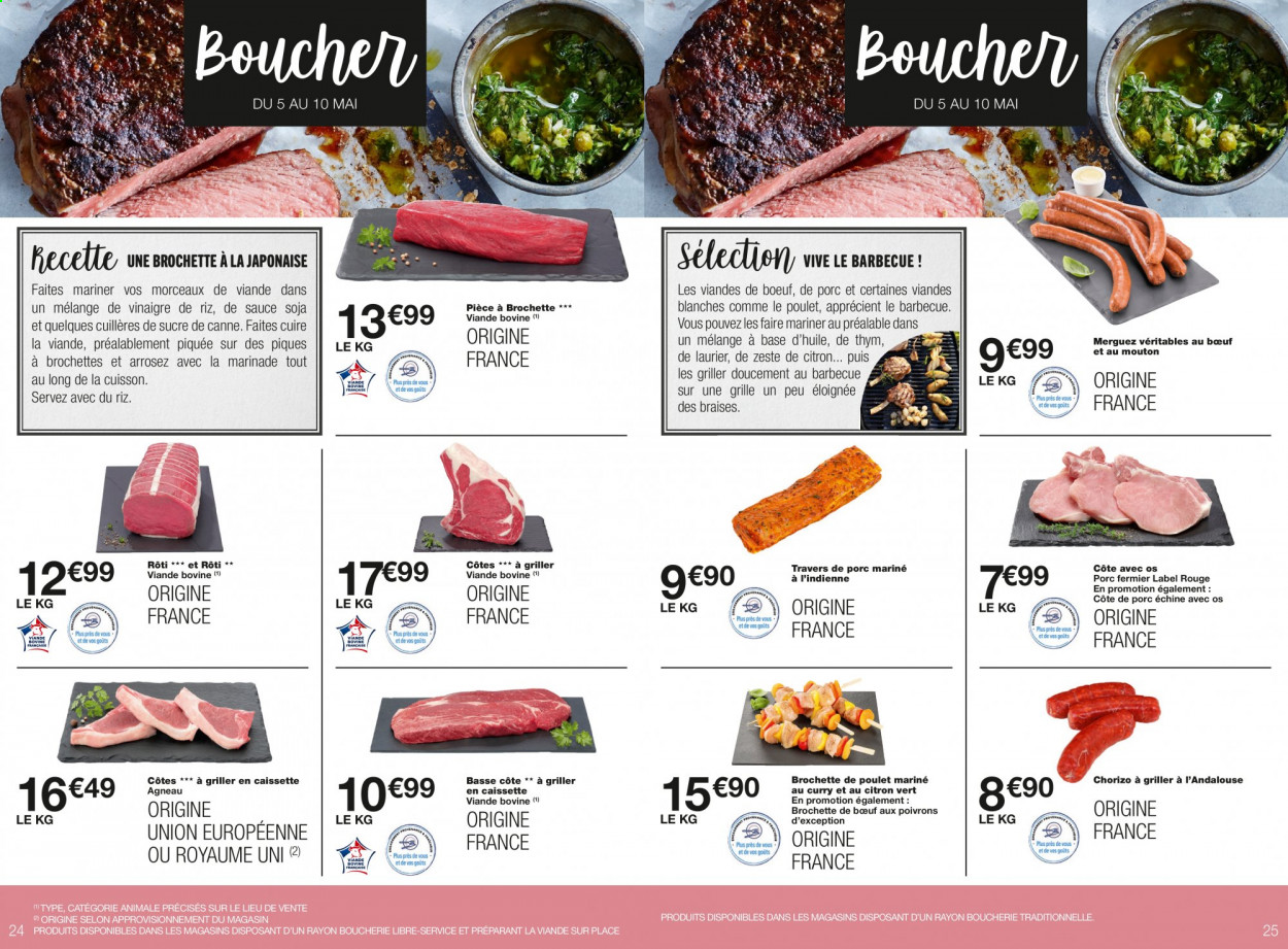 thumbnail - Catalogue Monoprix - 05/05/2021 - 23/05/2021 - Produits soldés - côtes de porc, côtes de porc échine, viande de porc, viande d'agneau, chorizo, merguez. Page 13.