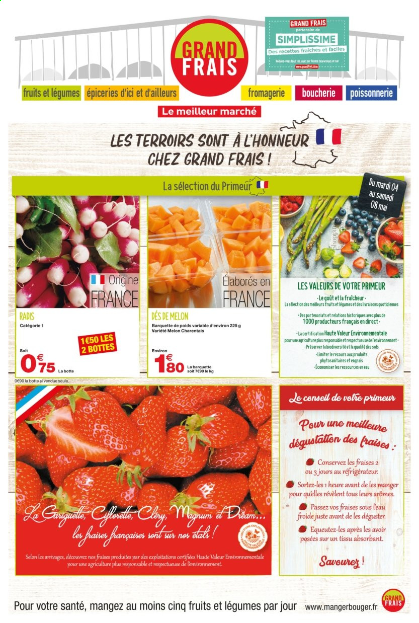 thumbnail - Catalogue Grand Frais - 05/05/2021 - 16/05/2021 - Produits soldés - fraises, radis. Page 1.