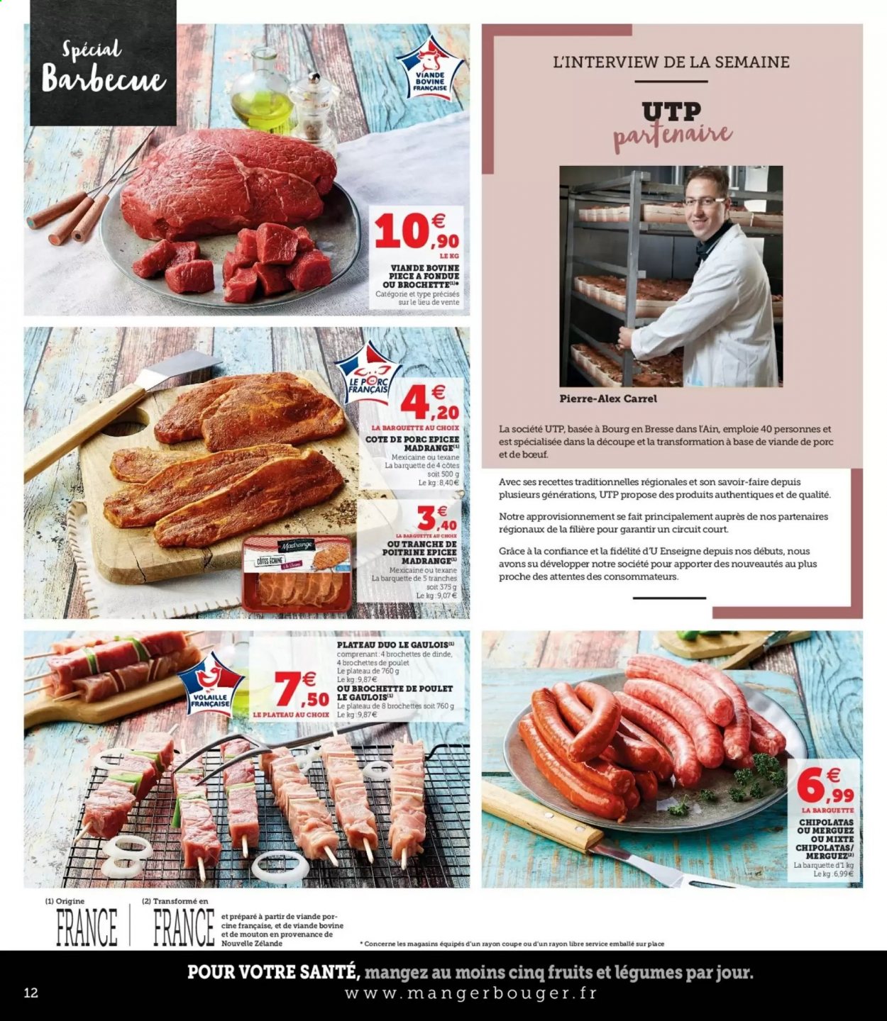 thumbnail - Catalogue Magasins U - 11/05/2021 - 15/05/2021 - Produits soldés - côtes de porc, pièce à fondue, merguez, chipolata. Page 12.