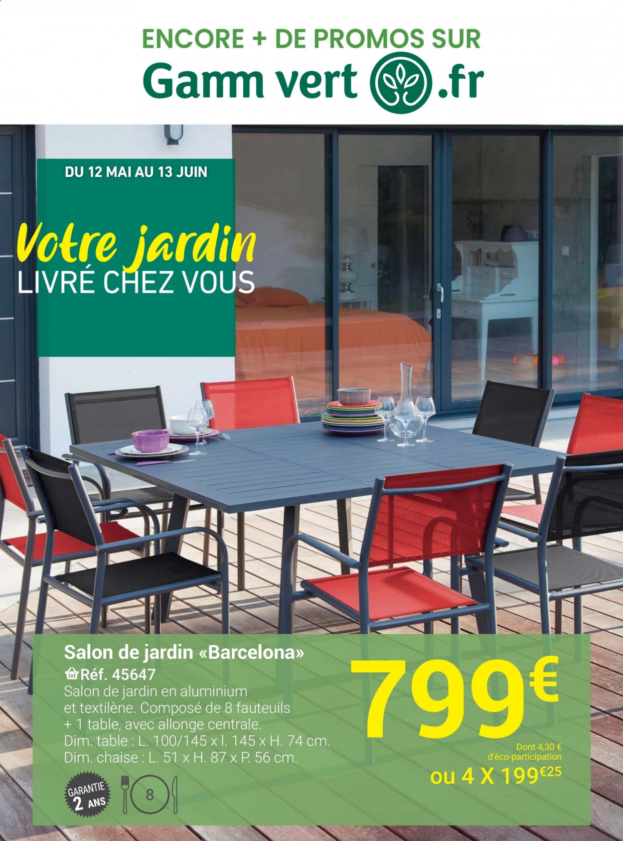 thumbnail - Catalogue Gamm vert - 12/05/2021 - 13/06/2021 - Produits soldés - salon de jardin, table, chaise. Page 1.