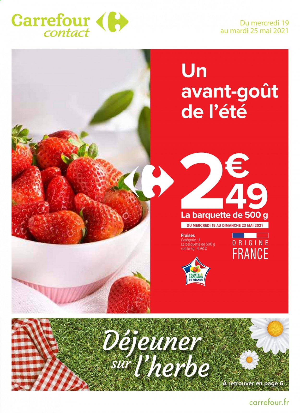thumbnail - Catalogue Carrefour Contact - 19/05/2021 - 25/05/2021 - Produits soldés - fraises. Page 1.