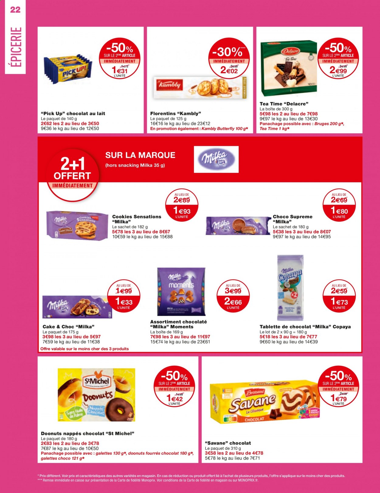 thumbnail - Catalogue Monoprix - 09/06/2021 - 20/06/2021 - Produits soldés - galettes, pain, pain au lait, Bjorg, Milka, Nutella, chocolat au lait, cookies, Delacre, St Michel, Coco Pops, miel. Page 22.