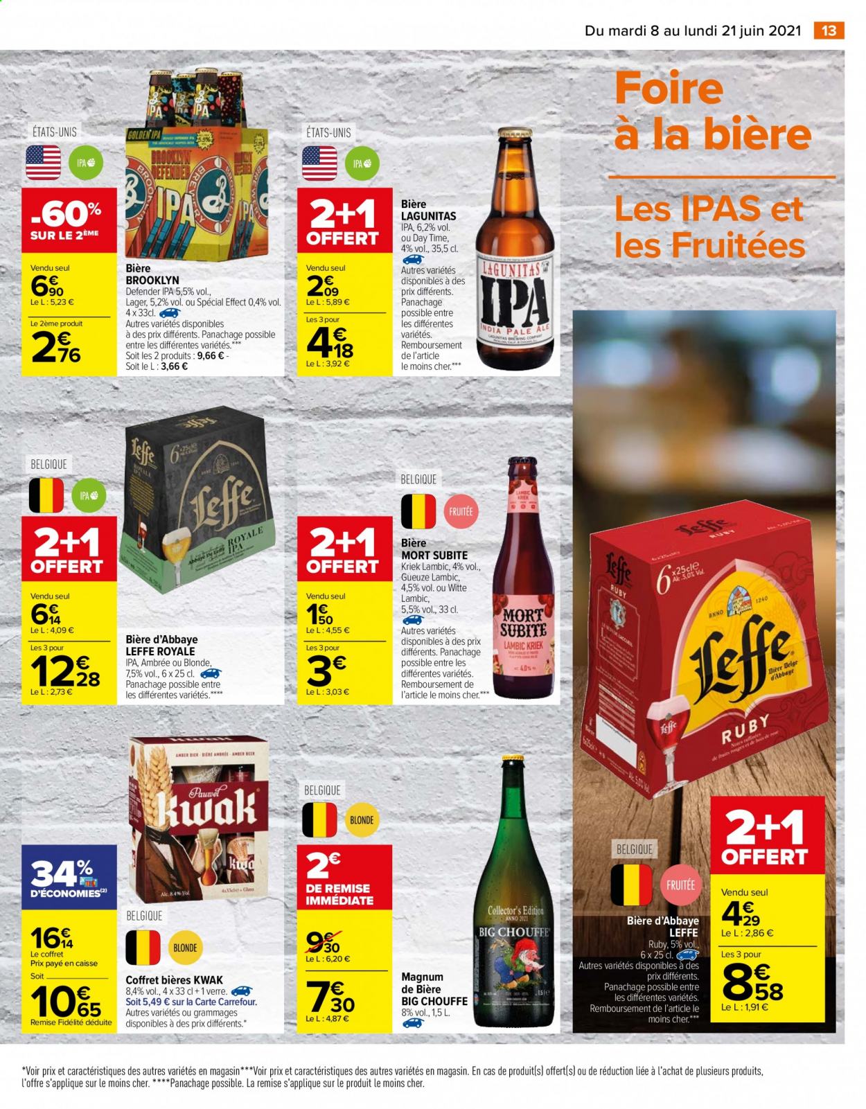 thumbnail - Catalogue Carrefour Hypermarchés - 08/06/2021 - 21/06/2021 - Produits soldés - Leffe, Kwak, Magnum, verre. Page 14.