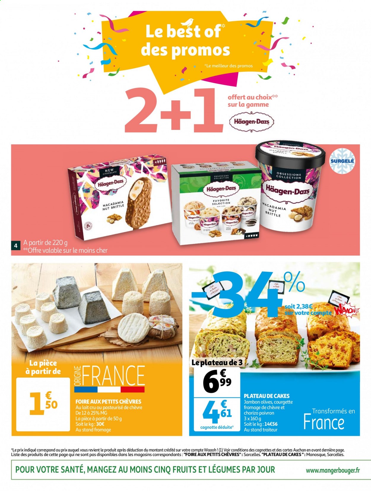 thumbnail - Catalogue Auchan - 09/06/2021 - 20/06/2021 - Produits soldés - courgette, poivrons, fromage, fromage de chèvre. Page 4.