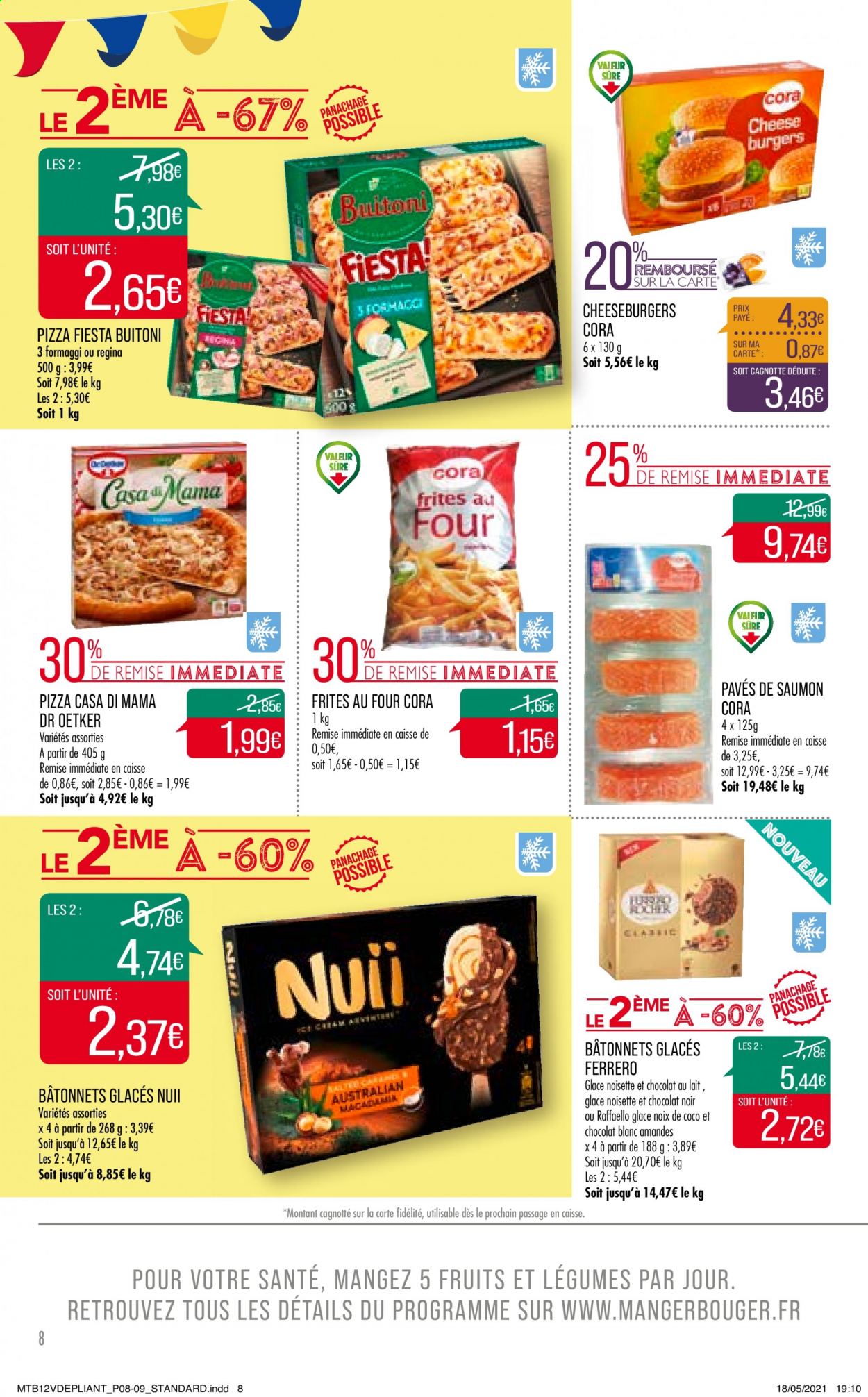 thumbnail - Catalogue Supermarché Match - 08/06/2021 - 20/06/2021 - Produits soldés - saumon, pavés de saumon, pizza, Buitoni, glace, frites, Raffaello. Page 8.