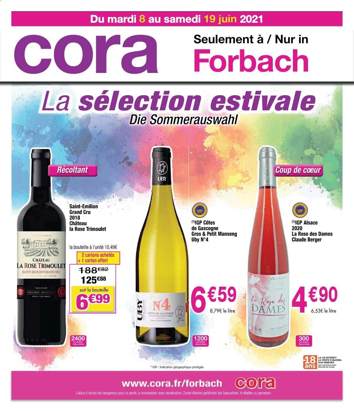 thumbnail - Catalogue Cora - 08/06/2021 - 19/06/2021 - Produits soldés - Côtes de Gascogne, vin. Page 1.